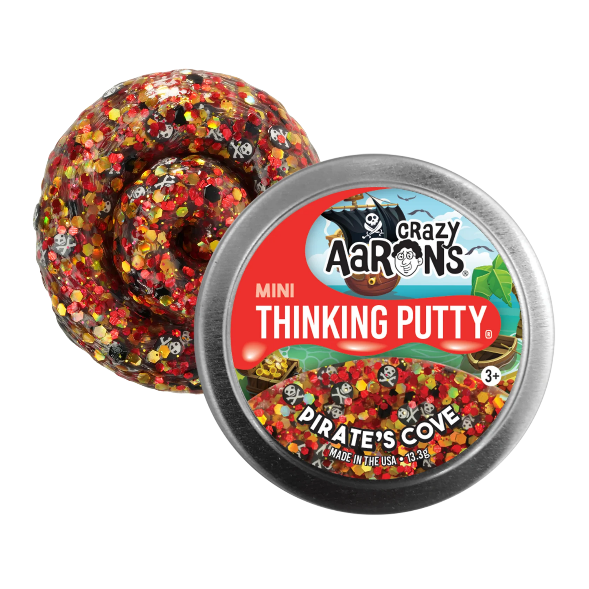 Crazy Aaron's Mini Pirate's Cove Thinking Putty, 2" Tin with 13g of Non-Toxic Sensory Play Putty which Never Dries Out, Soft Textured Creative Fidget Toy for Boys and Girls Ages 3Y+