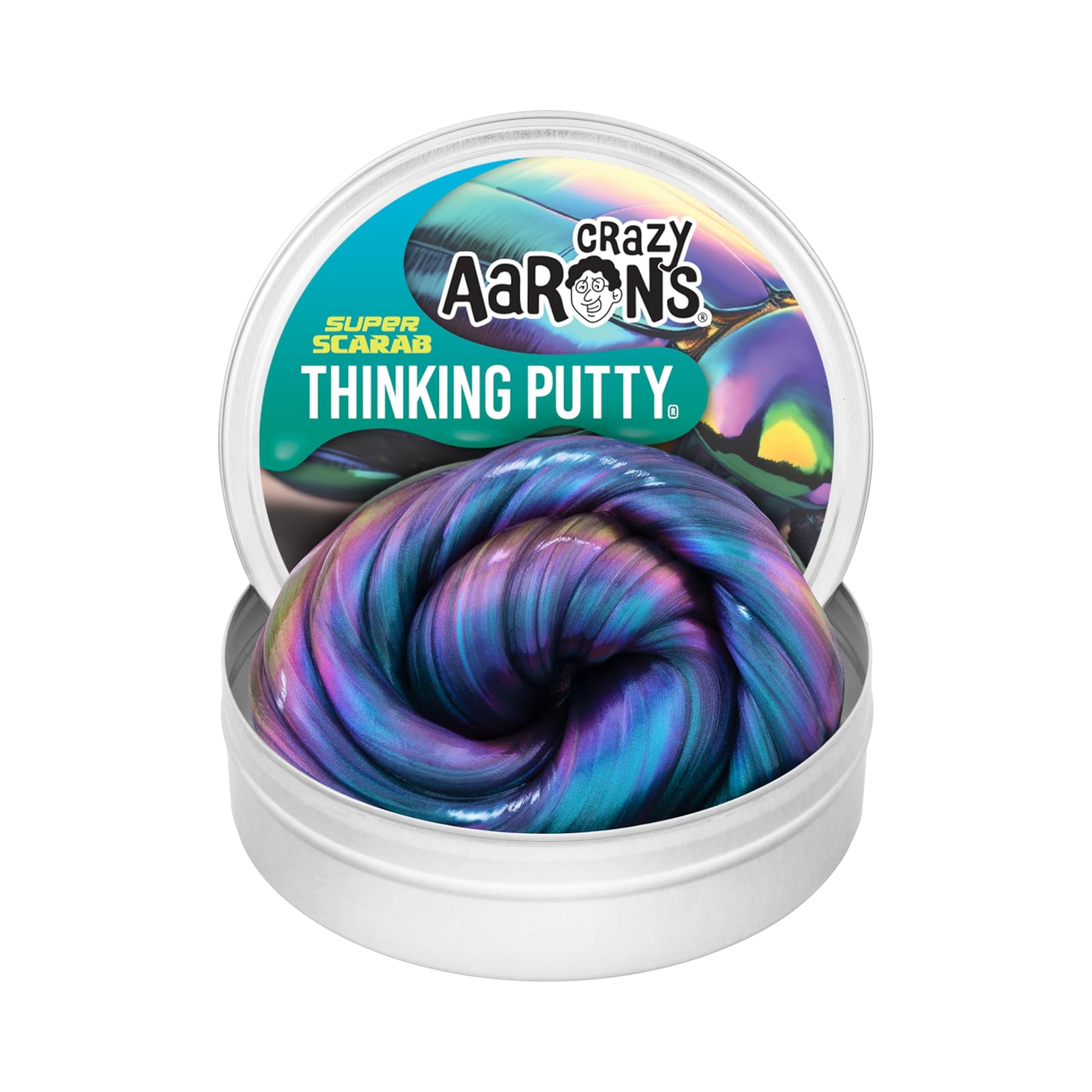 Crazy Aaron's Super Scarab Thinking Putty, 4" Tin with 90g of Non-Toxic Sensory Play Putty which Never Dries Out, Soft Textured Creative Fidget Toy for Boys and Girls Ages 3Y+