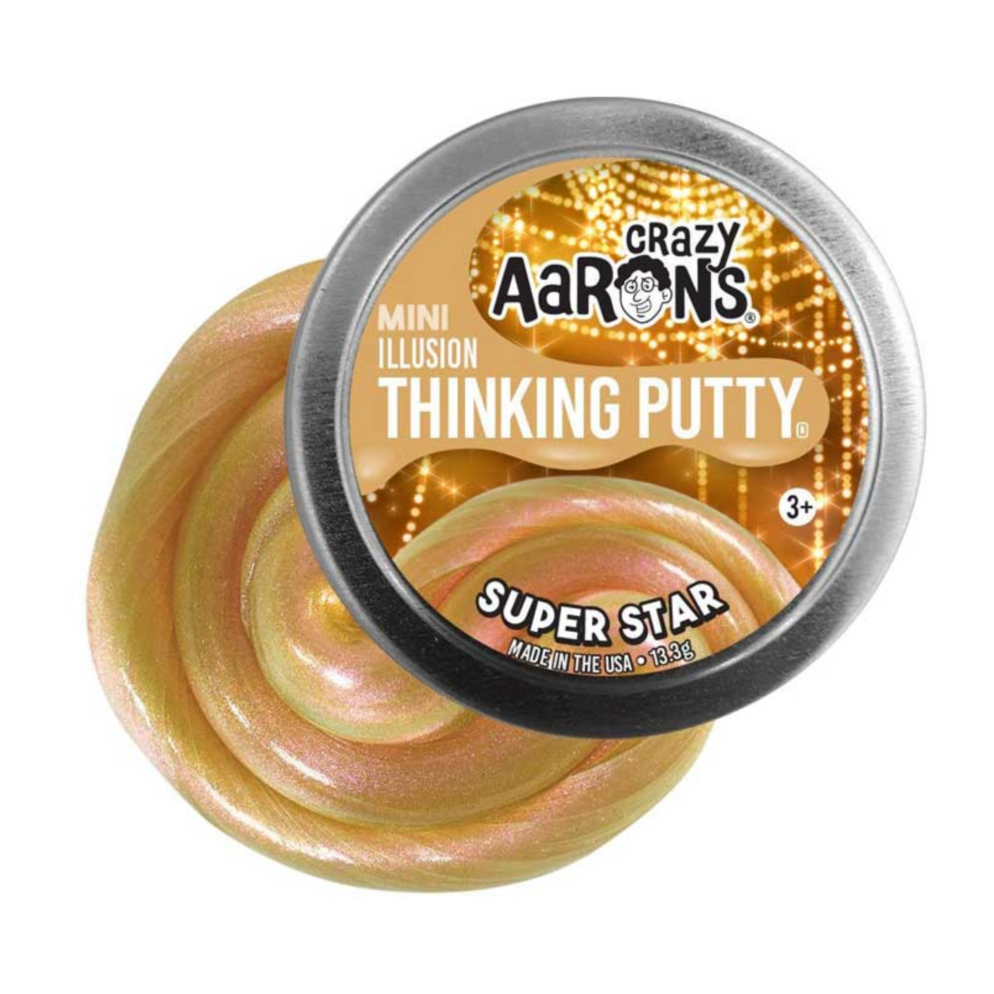 Crazy Aaron's Illusion Mini Super Star Thinking Putty, 2" Tin with 13g of Non-Toxic Sensory Play Putty which Never Dries Out, Soft Textured Creative Fidget Toy for Boys and Girls Ages 3Y+