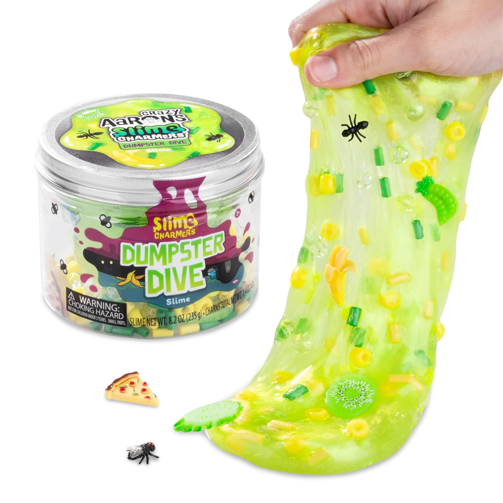 Crazy Aaron’s Slime Charmers - Dumpster Dive, Green Apple Scented Slime with Charms, Non-Toxic, Super Stretchy & Squishy Fidget Toy Suitable for Boys and Girls Aged 3Y+