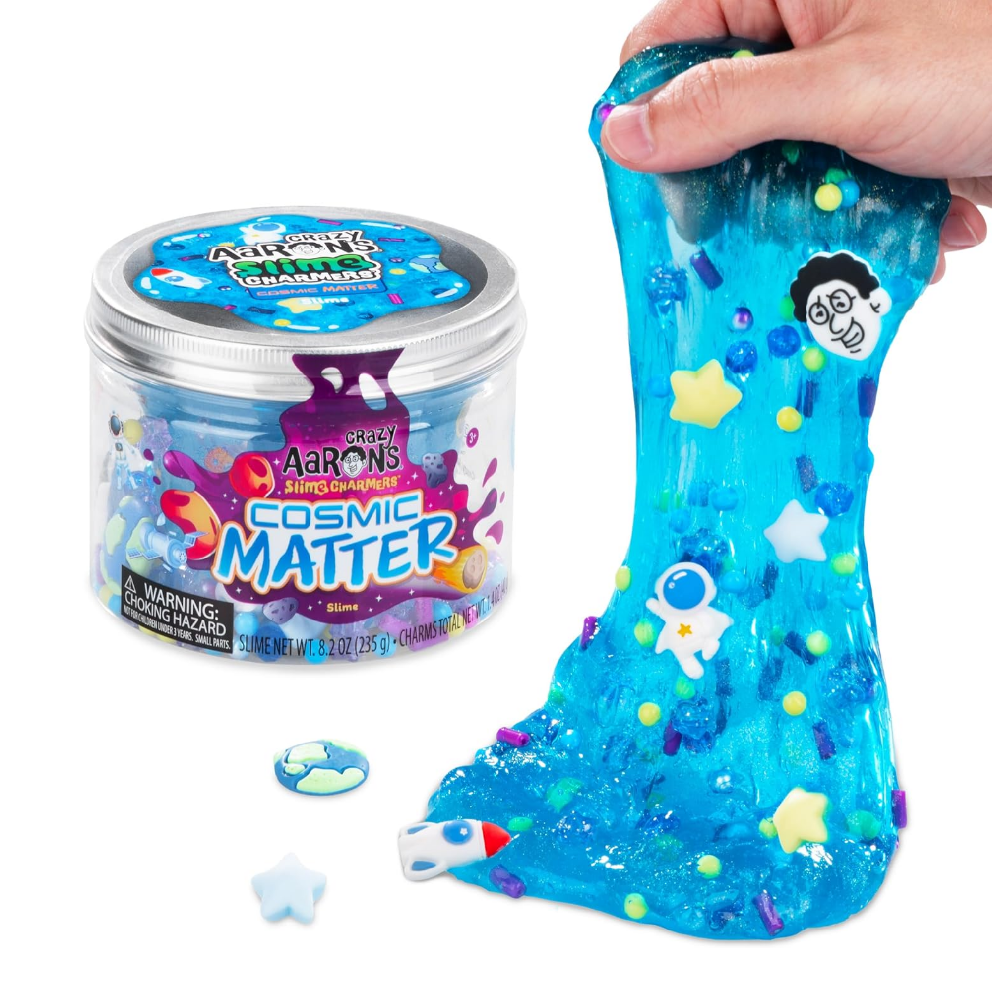 Crazy Aaron’s Slime Charmers - Cosmic Matter, Blueberry Scented Slime with Charms, Non-Toxic, Super Stretchy & Squishy Fidget Toy Suitable for Boys and Girls Aged 3Y+