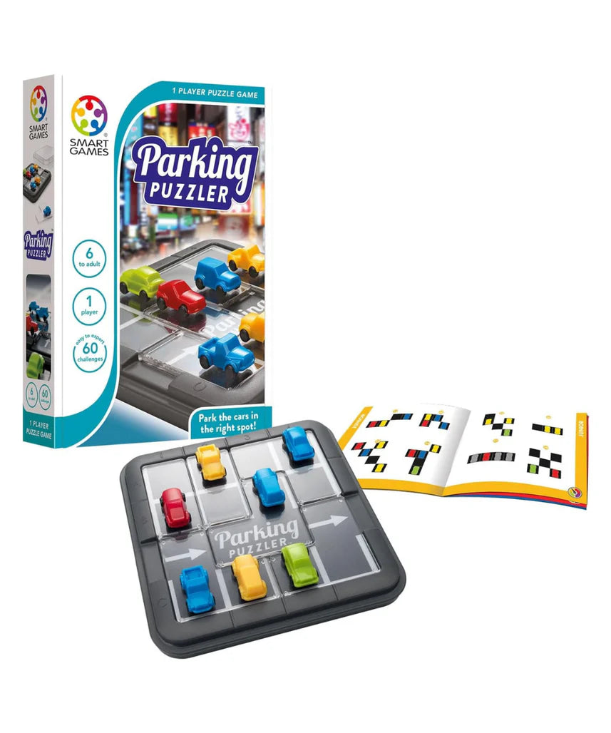 SmartGames Parking Puzzler, Fun IQ Brain Teaser Puzzle, Cognitive Development STEM Toy with 60+ Challenges, Travel Friendly Tabletop Educational Matching Puzzle Game, Suitable for Children Above 6+