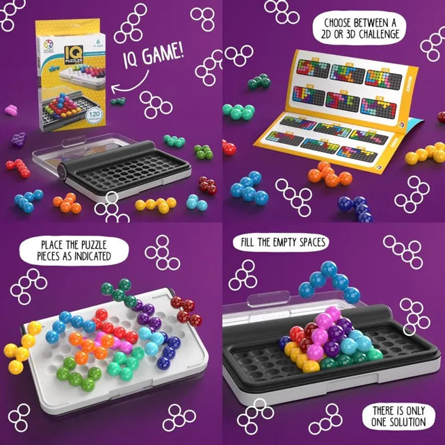 SmartGames IQ Puzzler Pro XXL, Fun IQ Brain Teaser Puzzle, Cognitive Development STEM Toy with 188+ Challenges, Travel Friendly Tabletop Educational Matching Puzzle Game, Suitable for Kids Above 6+