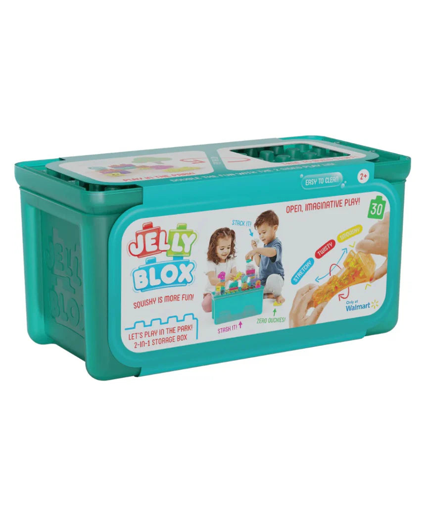 Goliath Jelly Blox Playground Store & Play Case, 30 Piece Toddler & Preschool Building Blocks, Ouch-Free Tactile & Sensory Play Fidget Toy, Stackable, Squishable & Stretchable Blocks for Children 2+