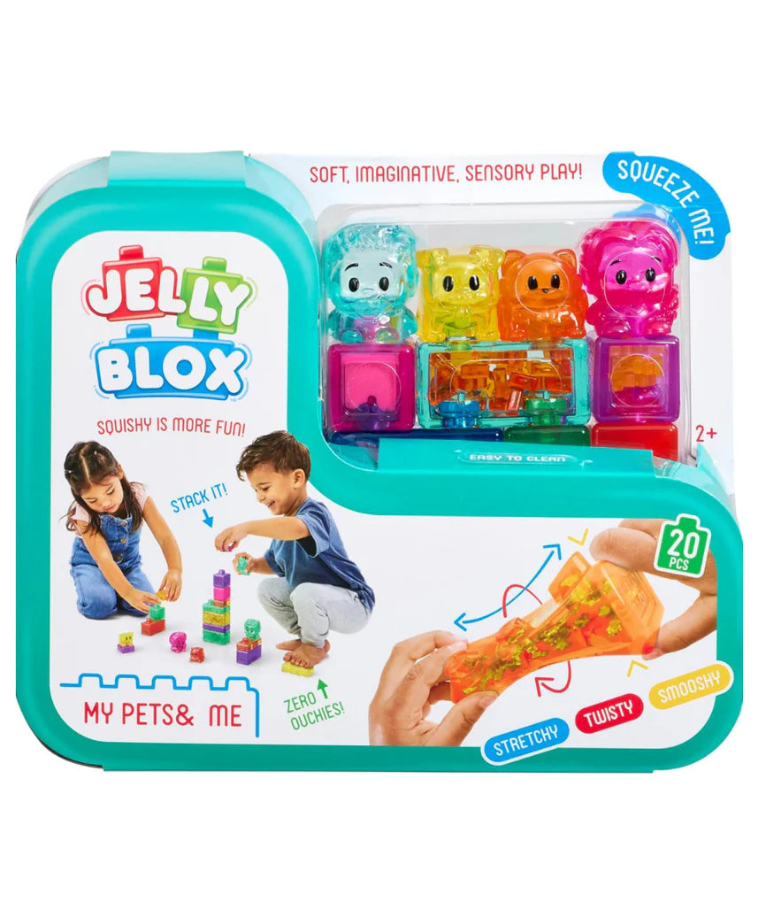 Goliath Jelly Blox My Pets and Me, 20 Piece Toddler & Preschool Building Blocks, Ouch-Free Tactile & Sensory Play Fidget Toy, Stackable, Squishable & Stretchable Blocks for Boys & Girls Aged 2+