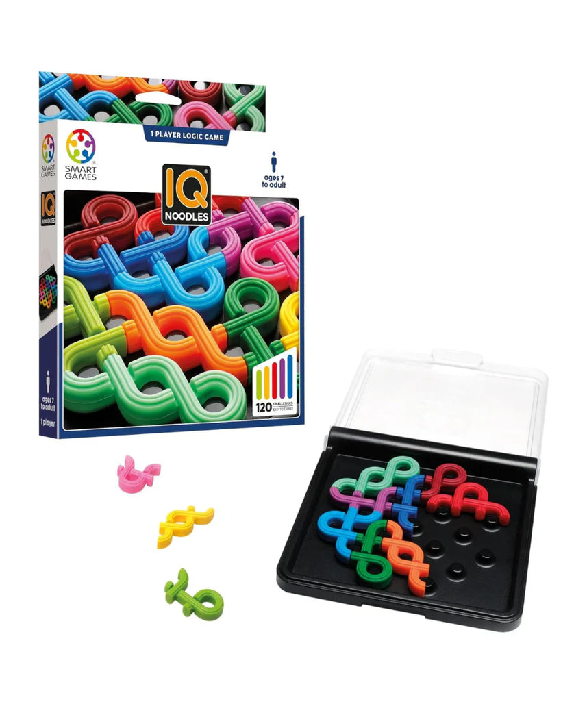 SmartGames IQ Noodles, Fun IQ Brain Teaser Puzzle, Cognitive Development STEM Toy with 120+ Challenges, Travel Friendly Handheld Educational Matching Puzzle Game, Suitable for Children Above 7+