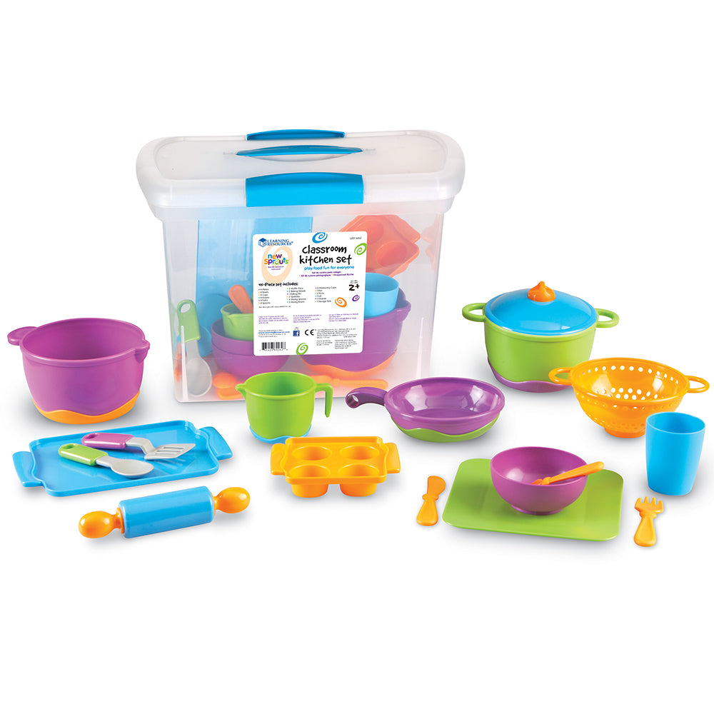 Learning Resources New Sprouts Classroom Kitchen Set, Colorful Pretend Play Kitchen Set for Early Learners, Ideal for Imaginative Play, Ages 2+
