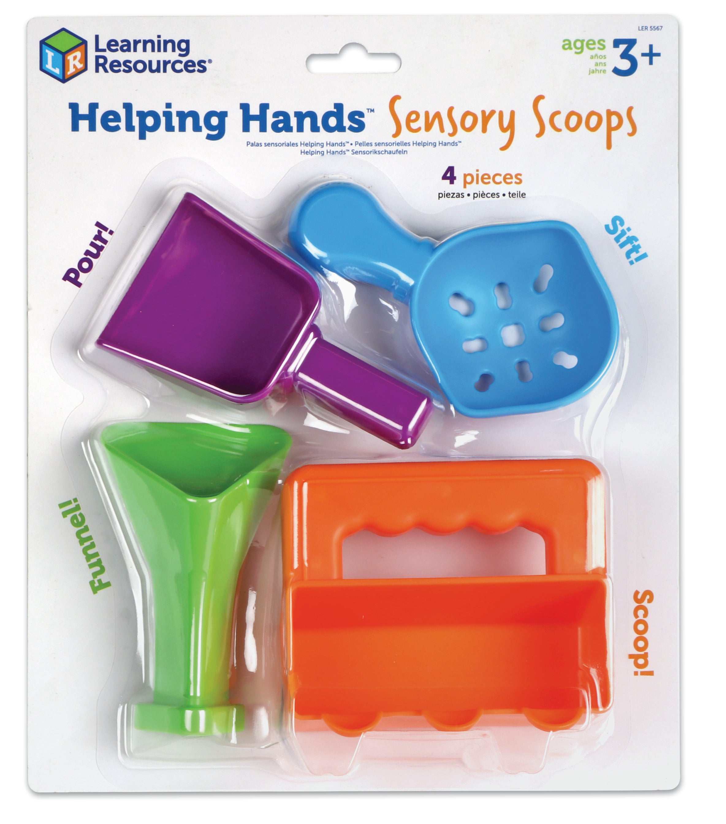 Learning Resources Helping Hands Sensory Scoops, Set of 4 Fine Motor Tools for Sensory Play, Strengthen Hand Muscles & Coordination, Ages 3+