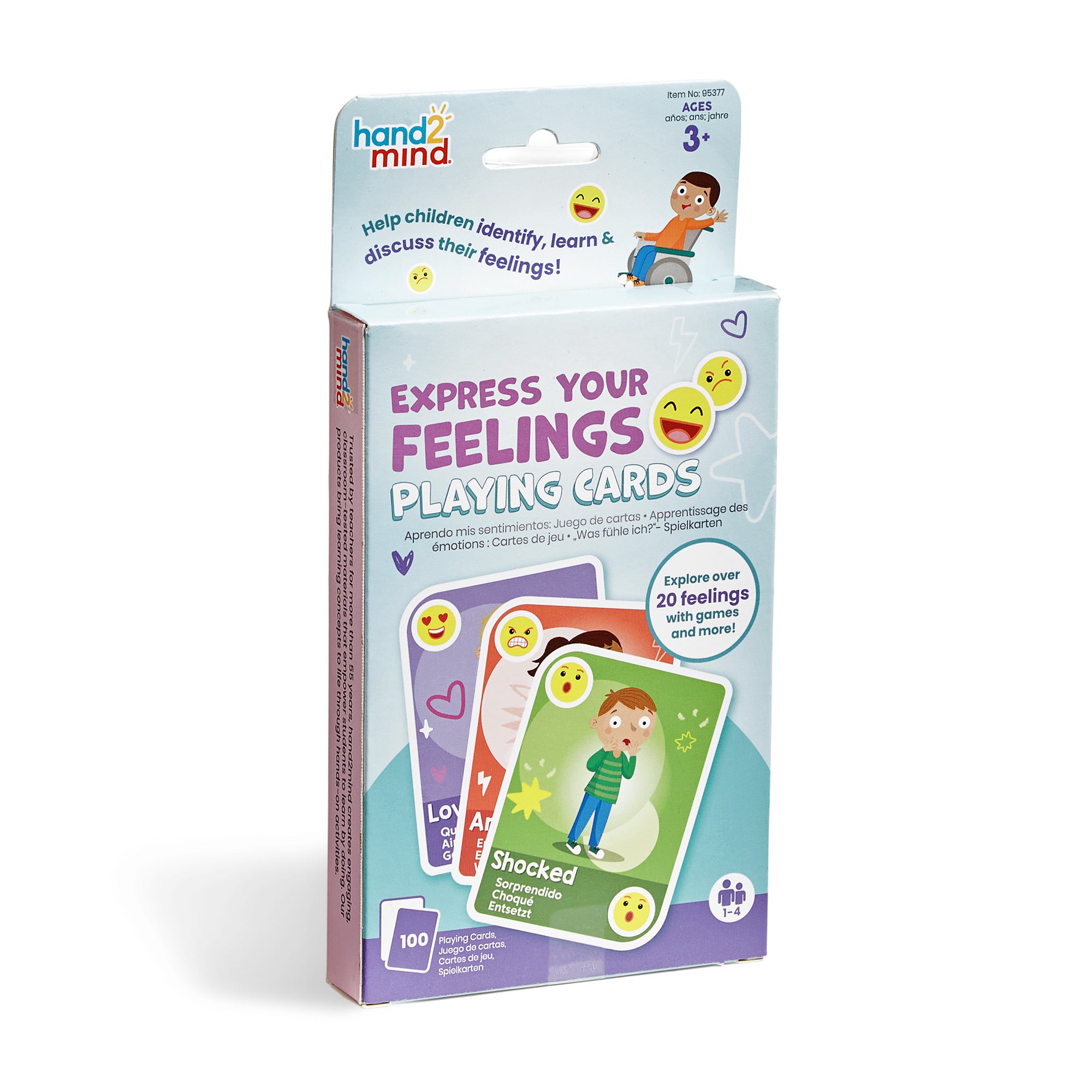 Learning Resources Express Your Feelings Playing Cards, 100-Card SEL Flash Card Set for Kids, Social Emotional Learning Activities for Home, Classrooms & Counsellors, Ages 3+
