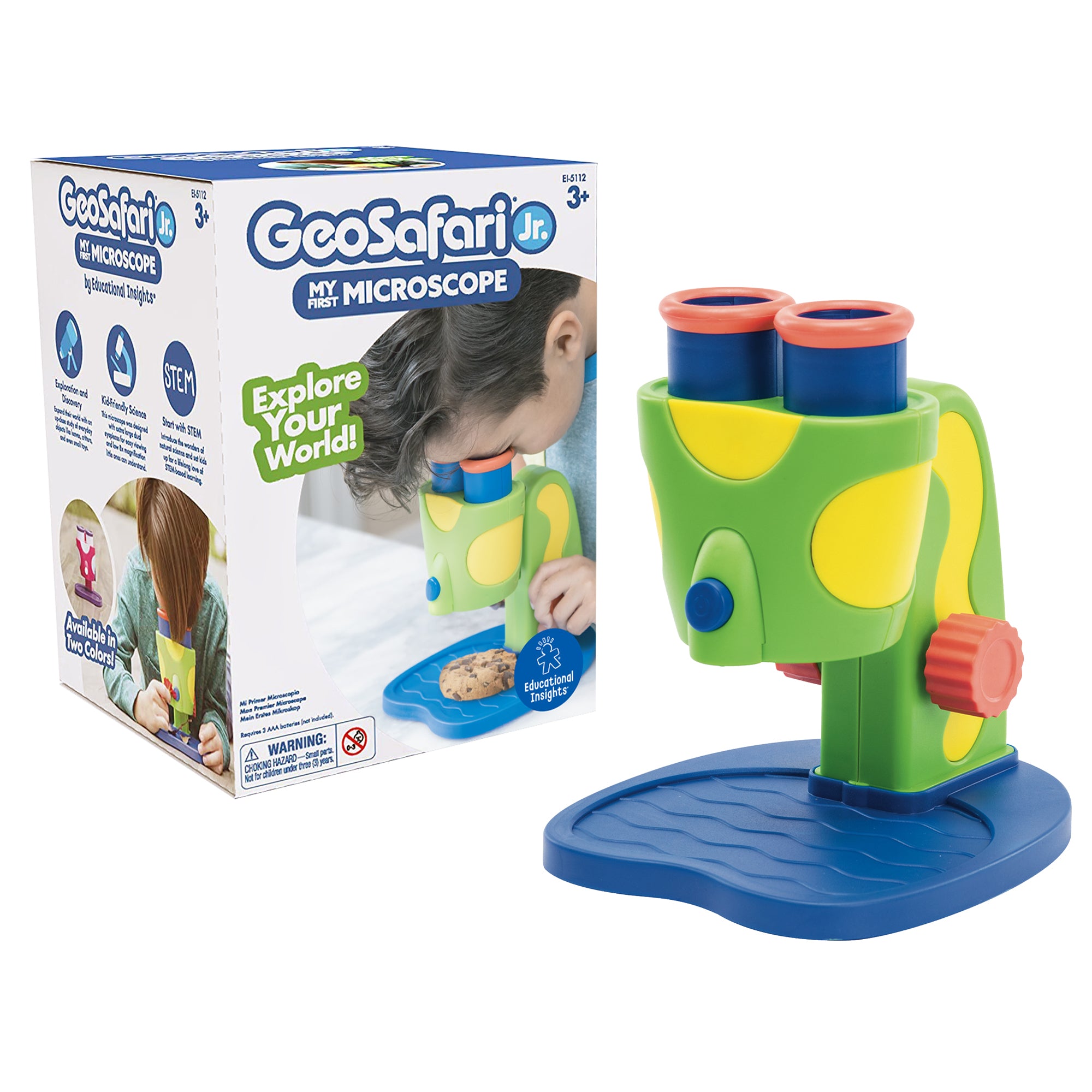 Learning Resources GeoSafari Jr. My First Microscope, Kids' Beginner Science Tool with LED Light & Easy Focus, Preschool STEM Learning, Ages 3+