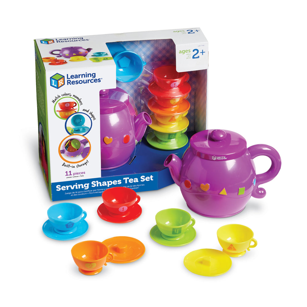 Learning Resources Serving Shapes Tea Set, Colour, Shape & Number Recognition Toy, 11 Pieces, Ages 2+