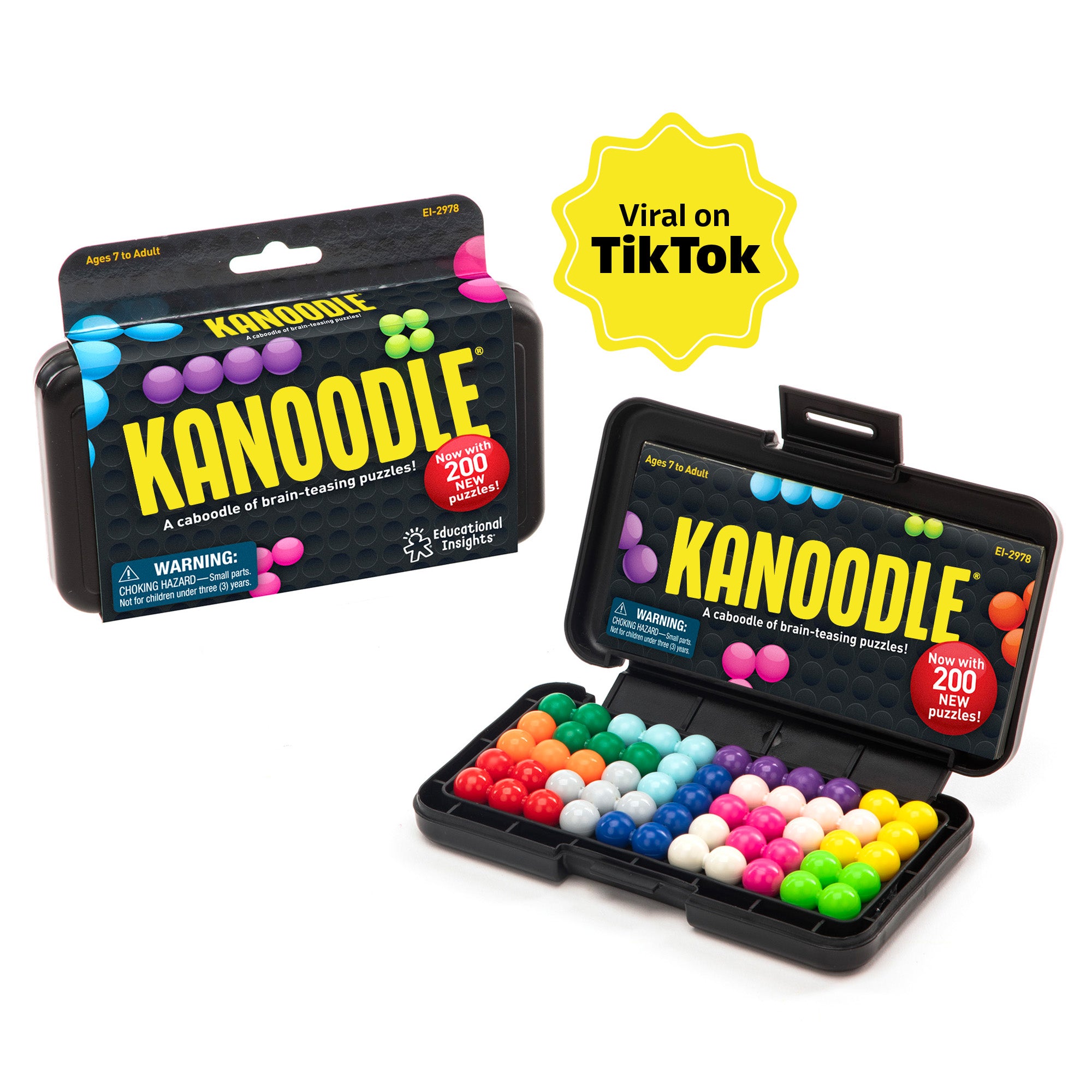 Learning Resources Kanoodle Brain Teaser Puzzle Game, 200 Logic Challenges for Kids and Adults, 2D and 3D Solo Game with Puzzle Pieces, Booklet, and Case, STEM Toy for Ages 7+