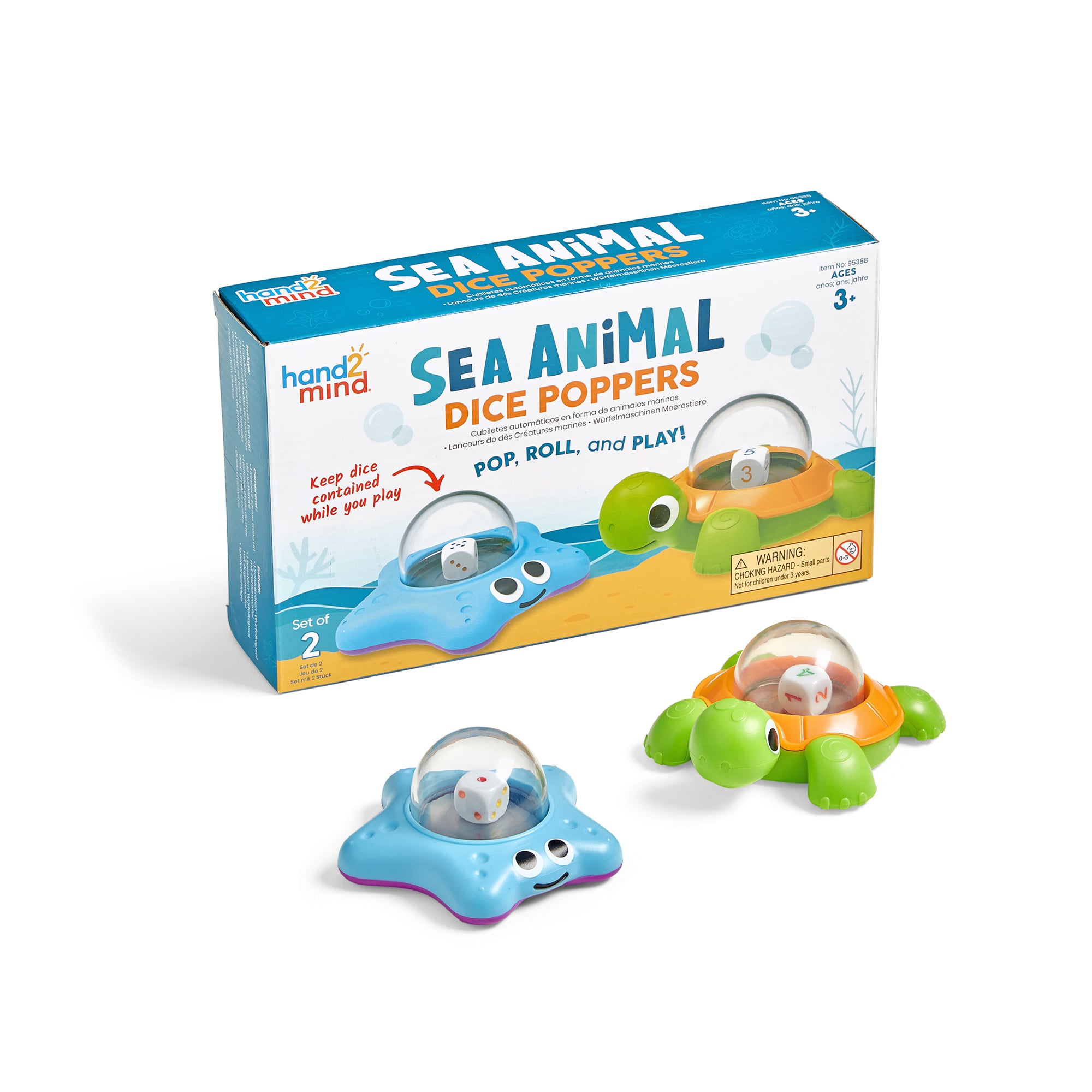 Learning Resources Sea Animal Dice Poppers, 2-Piece Set for Early Math and Counting Activities, Ages 3+