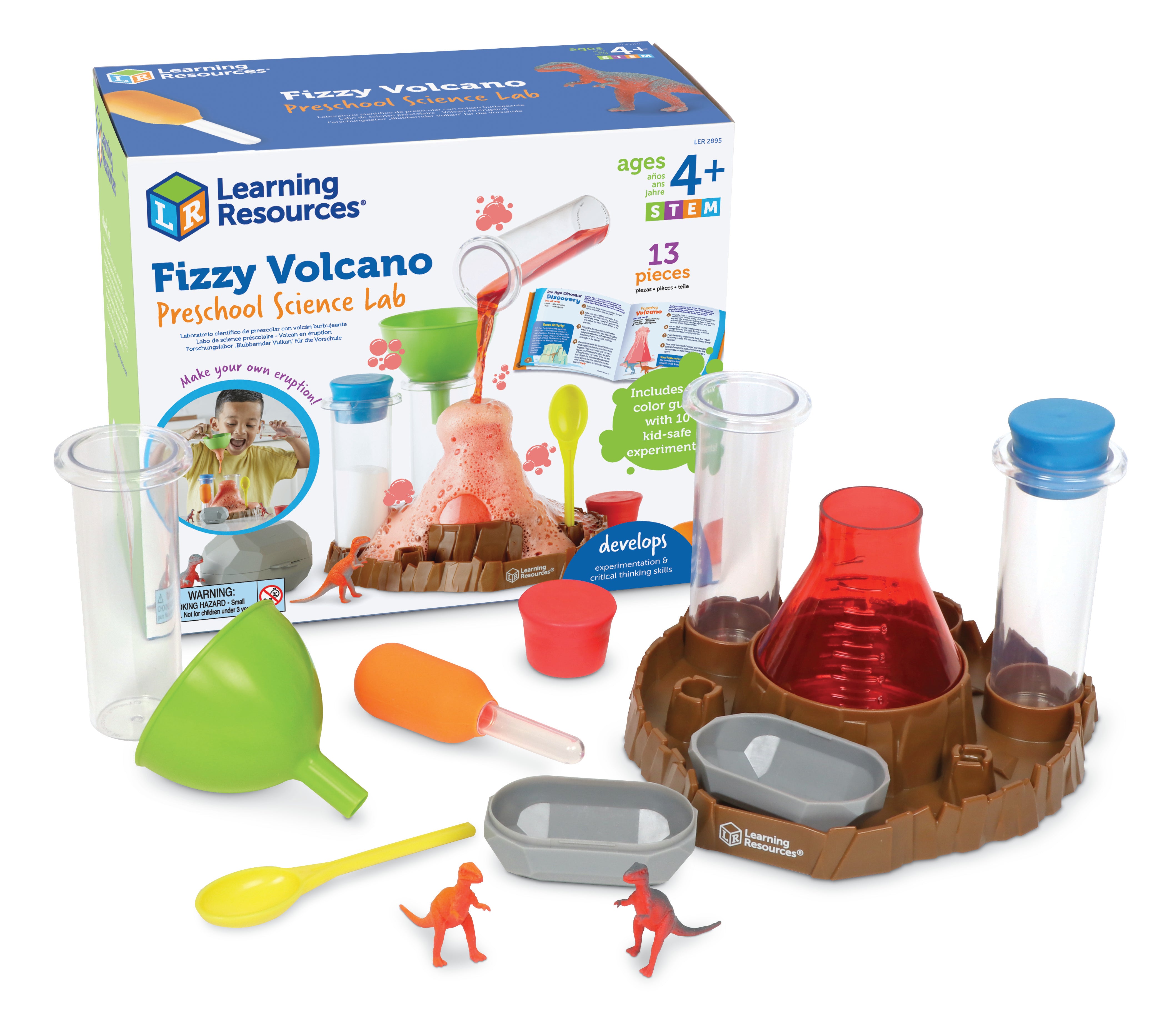 Learning Resources Fizzy Volcano Preschool Science Lab Set Ages 4+, Fizzy Foamy Reactions Chemistry Experiments for Kids, STEM Toys for Kids, 13 Pieces