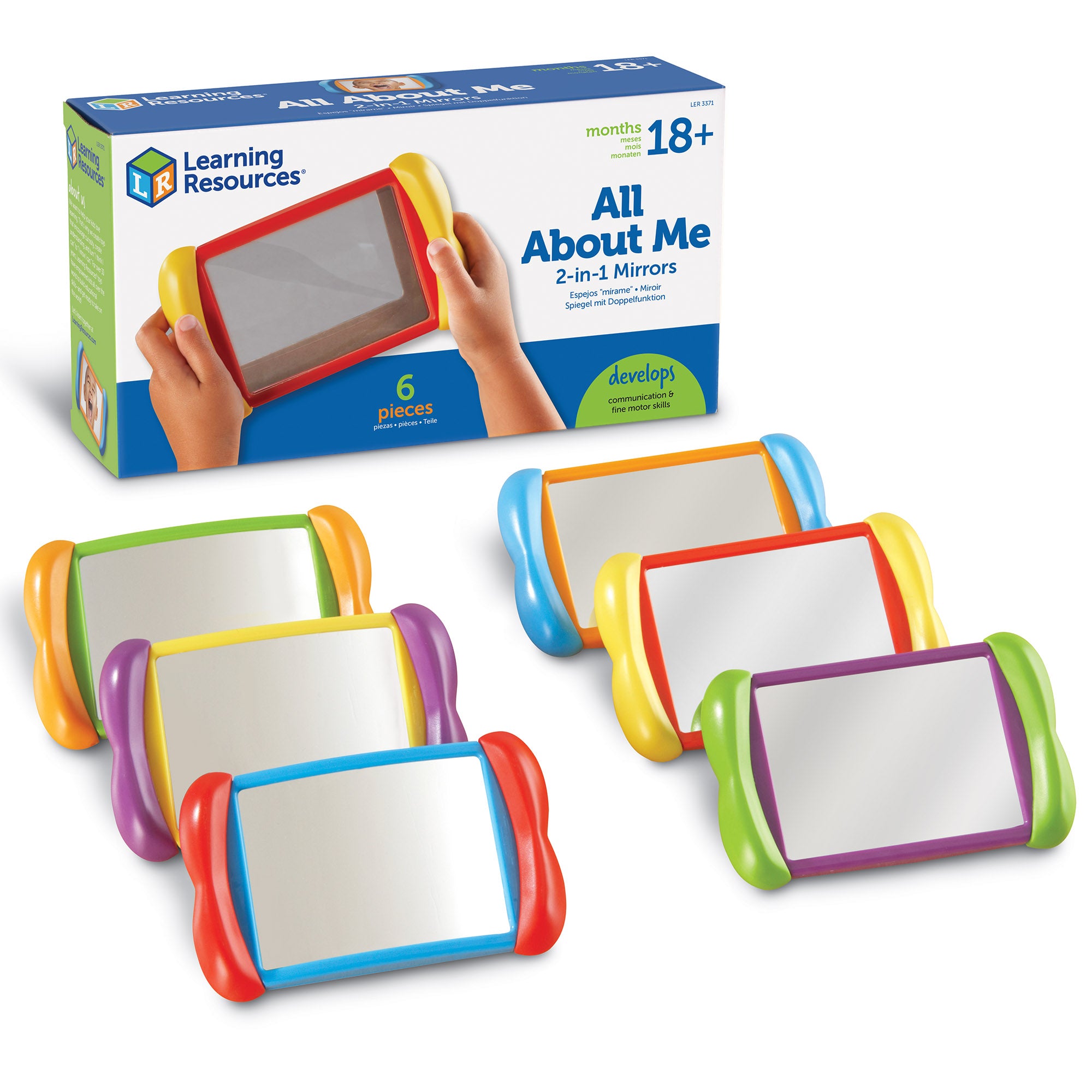 Learning Resources All About Me 2-in-1 Mirrors, Double-Sided Fun & Regular Mirrors for Self-Awareness, Develops Body & Emotional Skills, Set of 6, Ages 2+