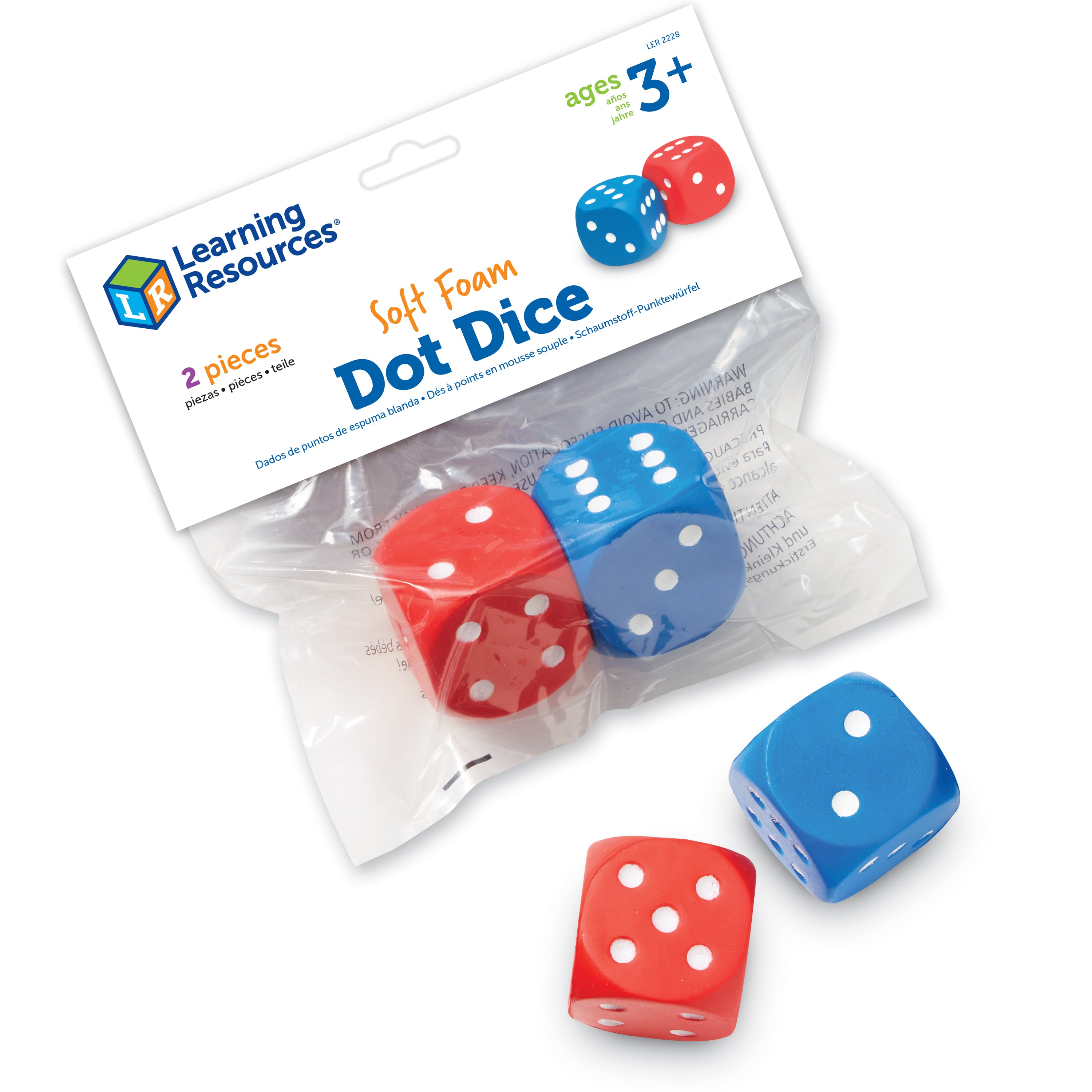 Learning Resources Giant Foam Dot Dice, Set of 2 Soft Dice for Group Maths Games, Ages 3+