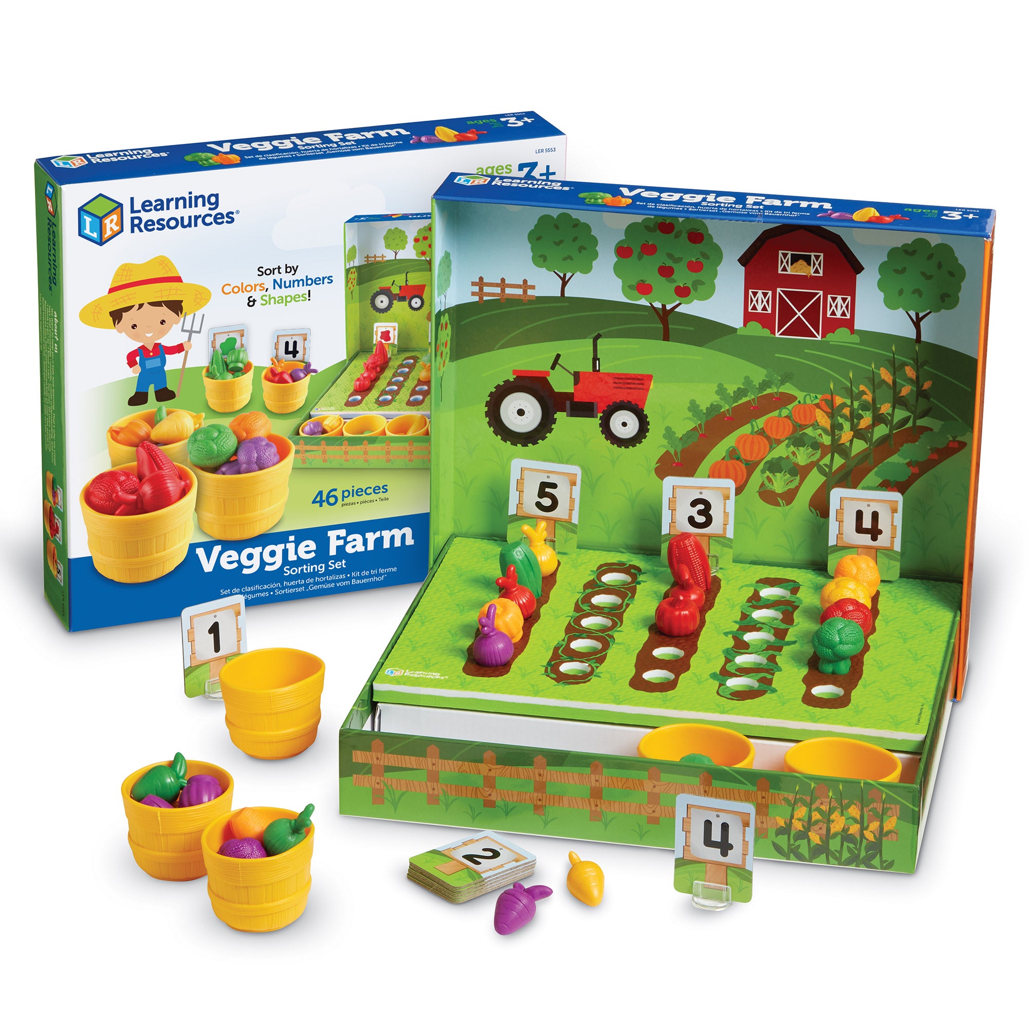 Learning Resources Veggie Farm Sorting Set, Hands-On Early Maths Activity for Counting, Sorting, and Colour Recognition, Ages 3+