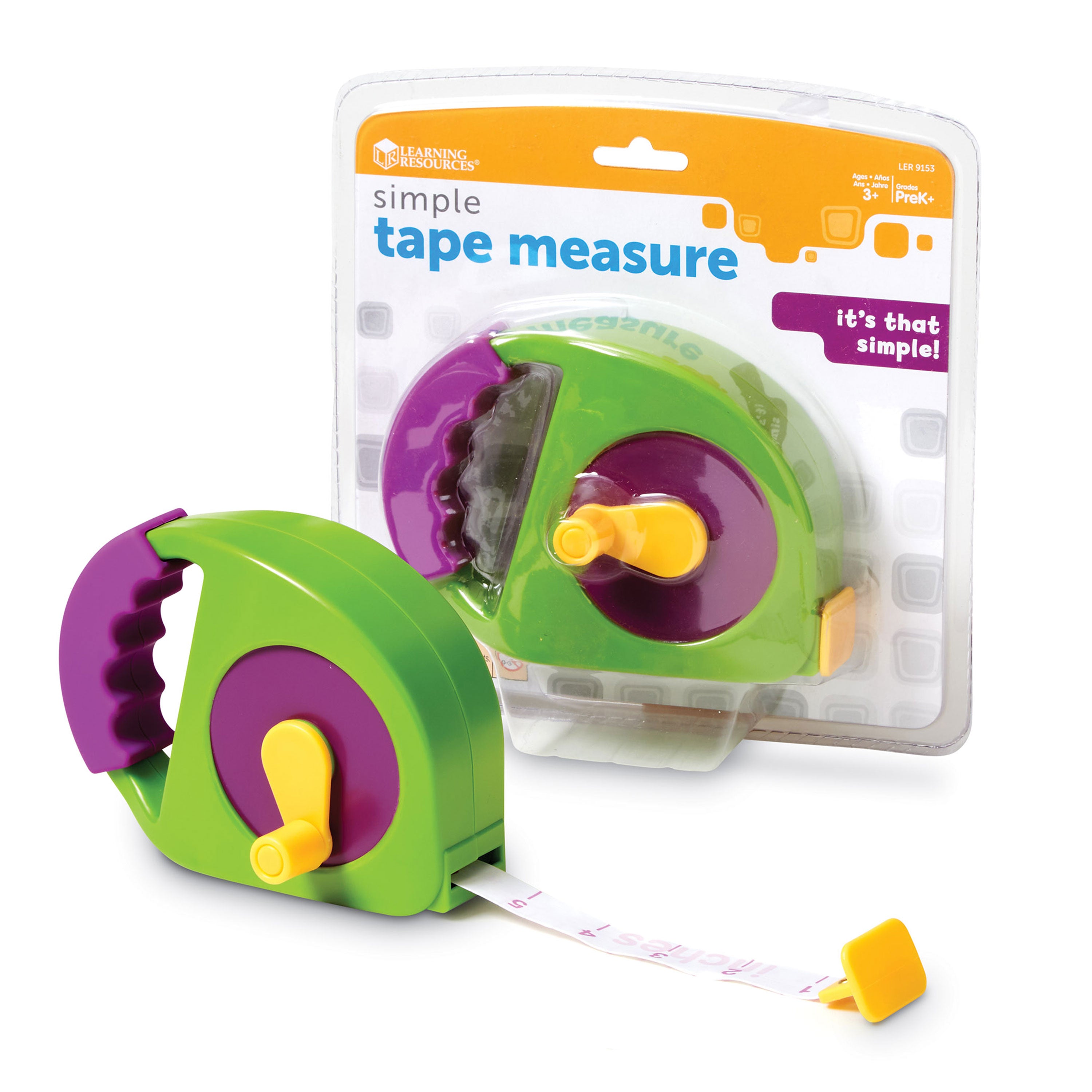 Learning Resources Simple Tape Measure, 1.2m / 4ft, Ages 3+, Easy-to-Use for Early Measurement Skills