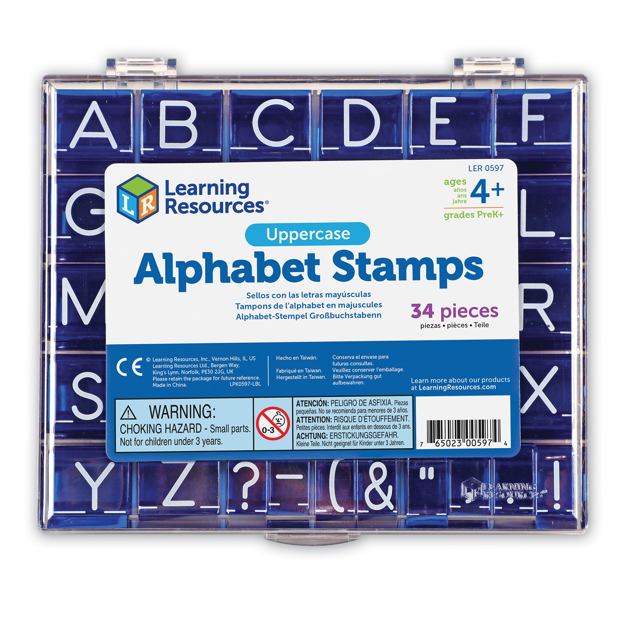 Learning Resources Uppercase Alphabet Stamps, Early Literacy Learning, Includes 8 Punctuation Stamps & Storage Tray, Easy-to-Hold Design, Learning Resources