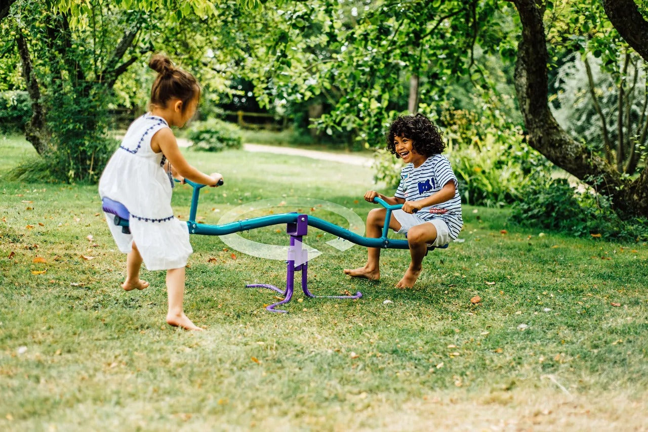 Plum Rotating Metal See Saw, 360° Rotation, Easy to Assemble Sturdy Metal Frame Design with 50kg Maximum Weight Capacity, Outdoor Toy Suitable for Children both Boys and Girls Aged 3 years and Above