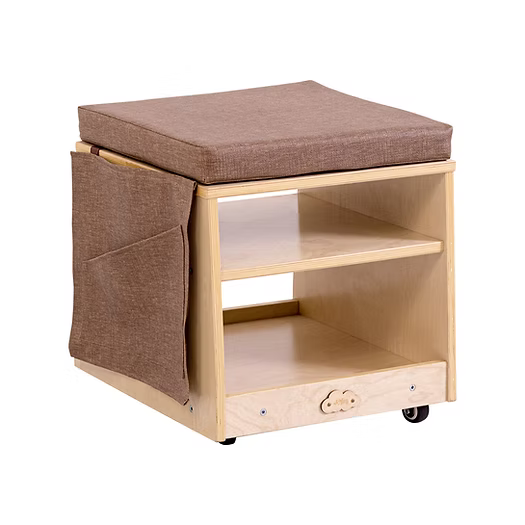 Jooyes Mobile Teacher Stool with Storage, Rolling Classroom Chair with Shelves & Side Pockets, Multi-Functional Seating for Teachers, Ideal for Classroom, Preschool & Learning Spaces