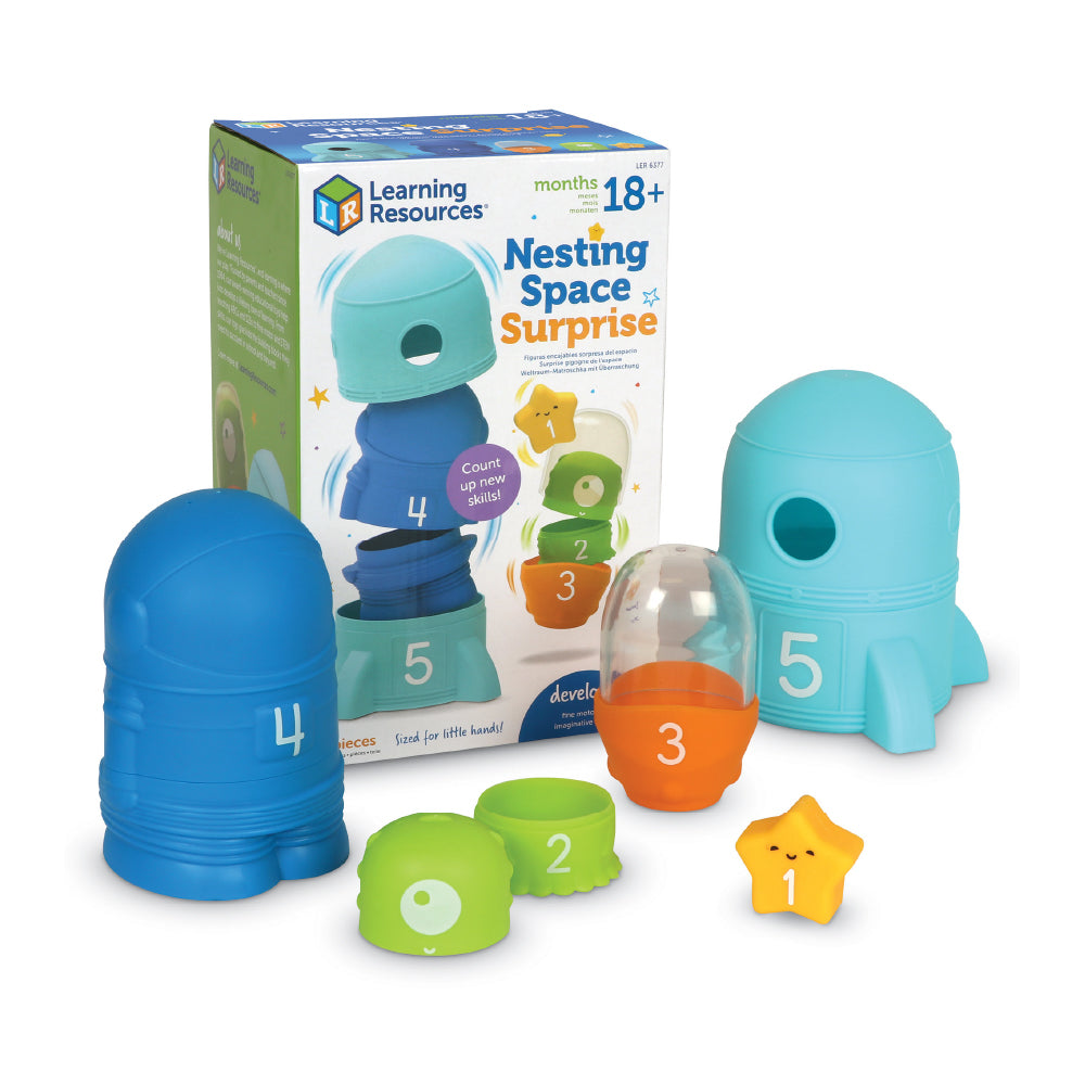Learning Resources Nesting Space Surprise, Numbered Nesting Toy Set with Rocket, Astronaut, and More, Fine Motor and Counting Toy for Toddlers Ages 18 Months and Up