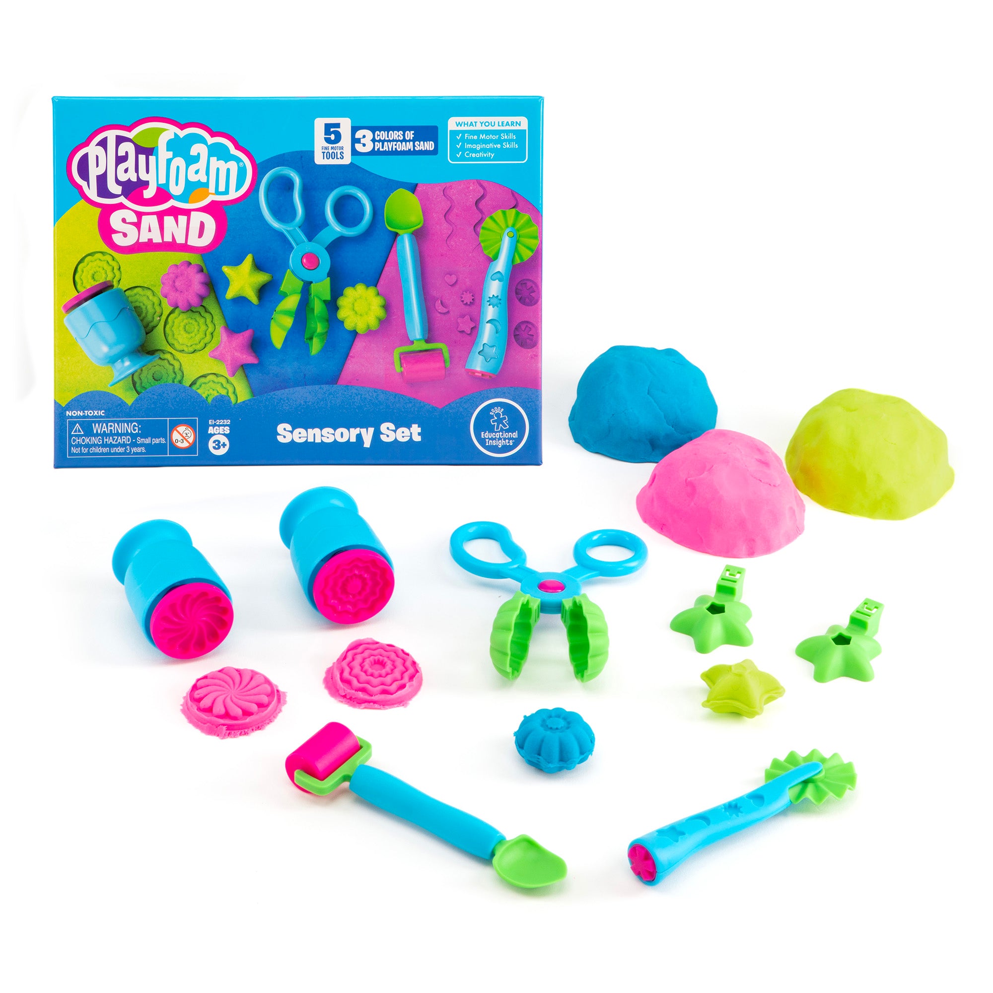 Learning Resources Playfoam Sand Sensory Set, Fine Motor Skill Development and Tactile Play, Never Dries Out, Includes Sensory Bin, Tools, and Playfoam Sand