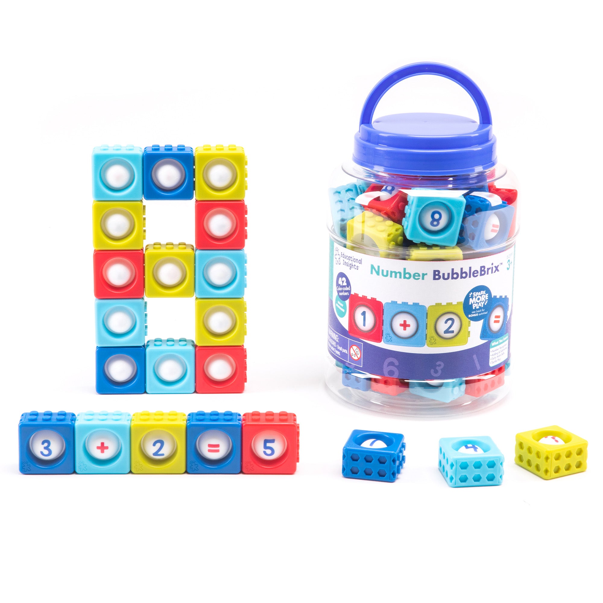 Learning Resources Number BubbleBrix, Sensory Math Toy with 42 Popper Bricks for Number Recognition and Counting, Fidget Learning for Preschoolers, Ages 3+