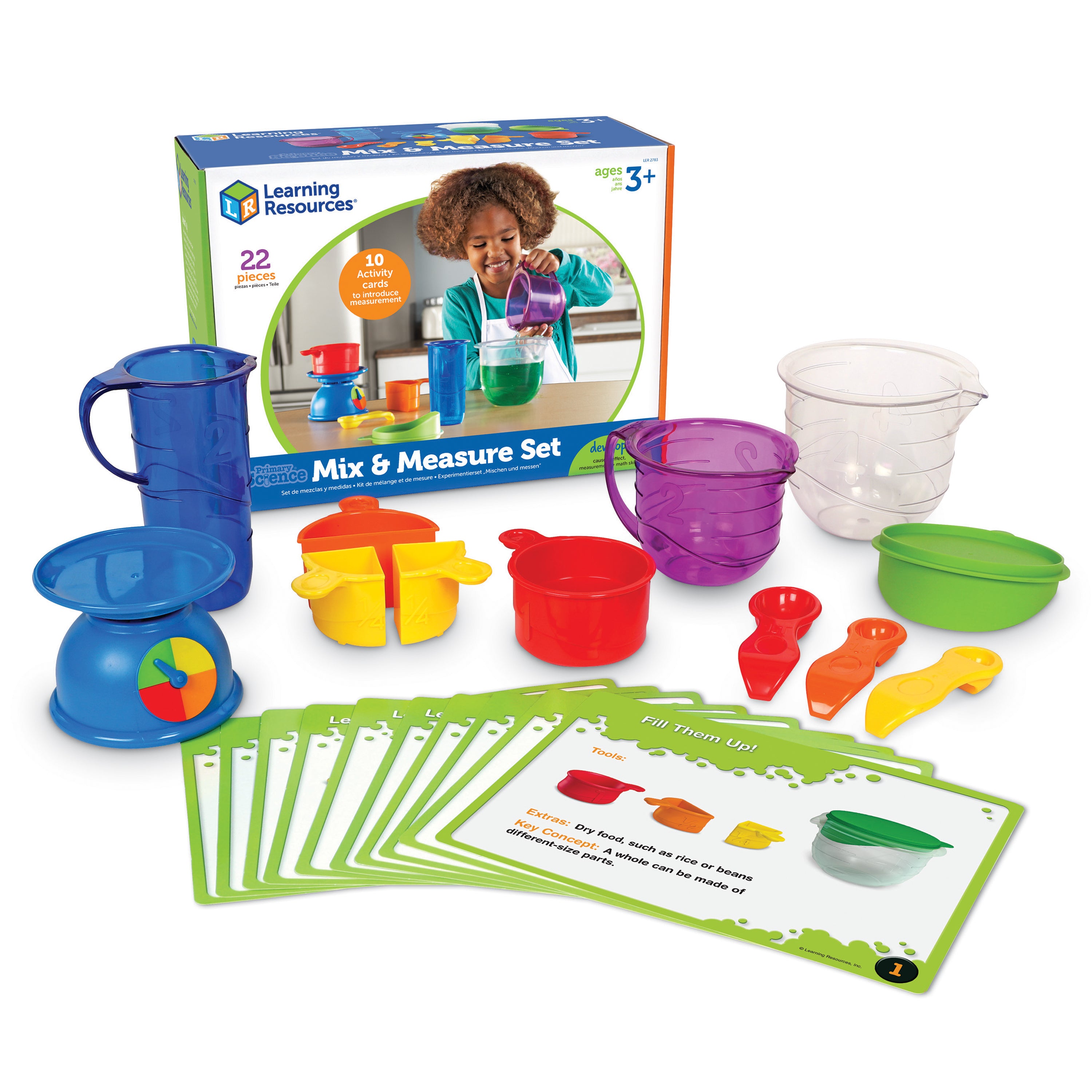 Learning Resources Primary Science Mix & Measure Set, Hands-On STEM Learning Kit with Real Science Tools & 10 Activity Cards, Perfect for Kids Ages 3+