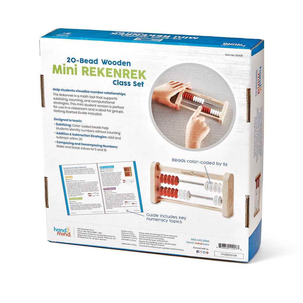 Learning Resources Mini 20-Bead Rekenrek, Set of 25, Hands-On Math Manipulatives for Counting, Addition, and Subtraction, Early Years and Primary School Classroom Resource, Ages 3+