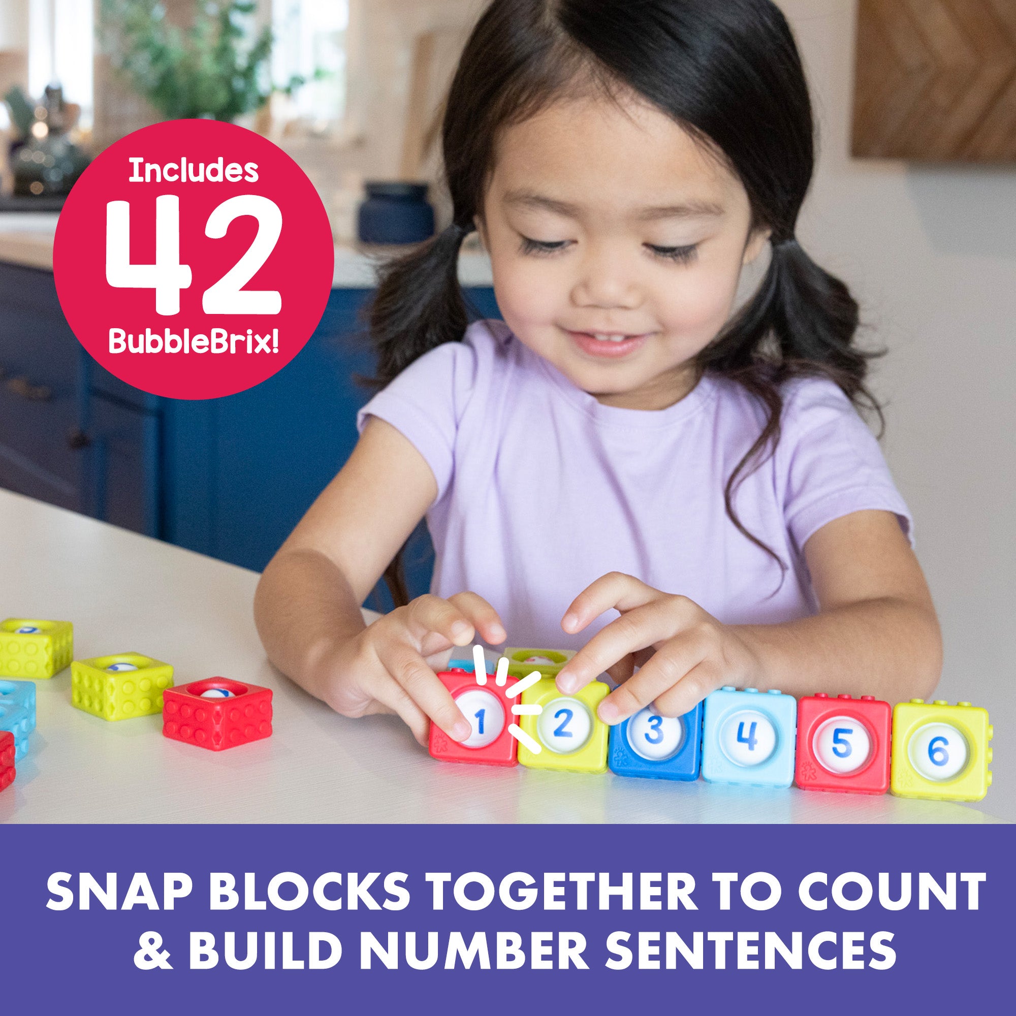 Learning Resources Number BubbleBrix, Sensory Math Toy with 42 Popper Bricks for Number Recognition and Counting, Fidget Learning for Preschoolers, Ages 3+