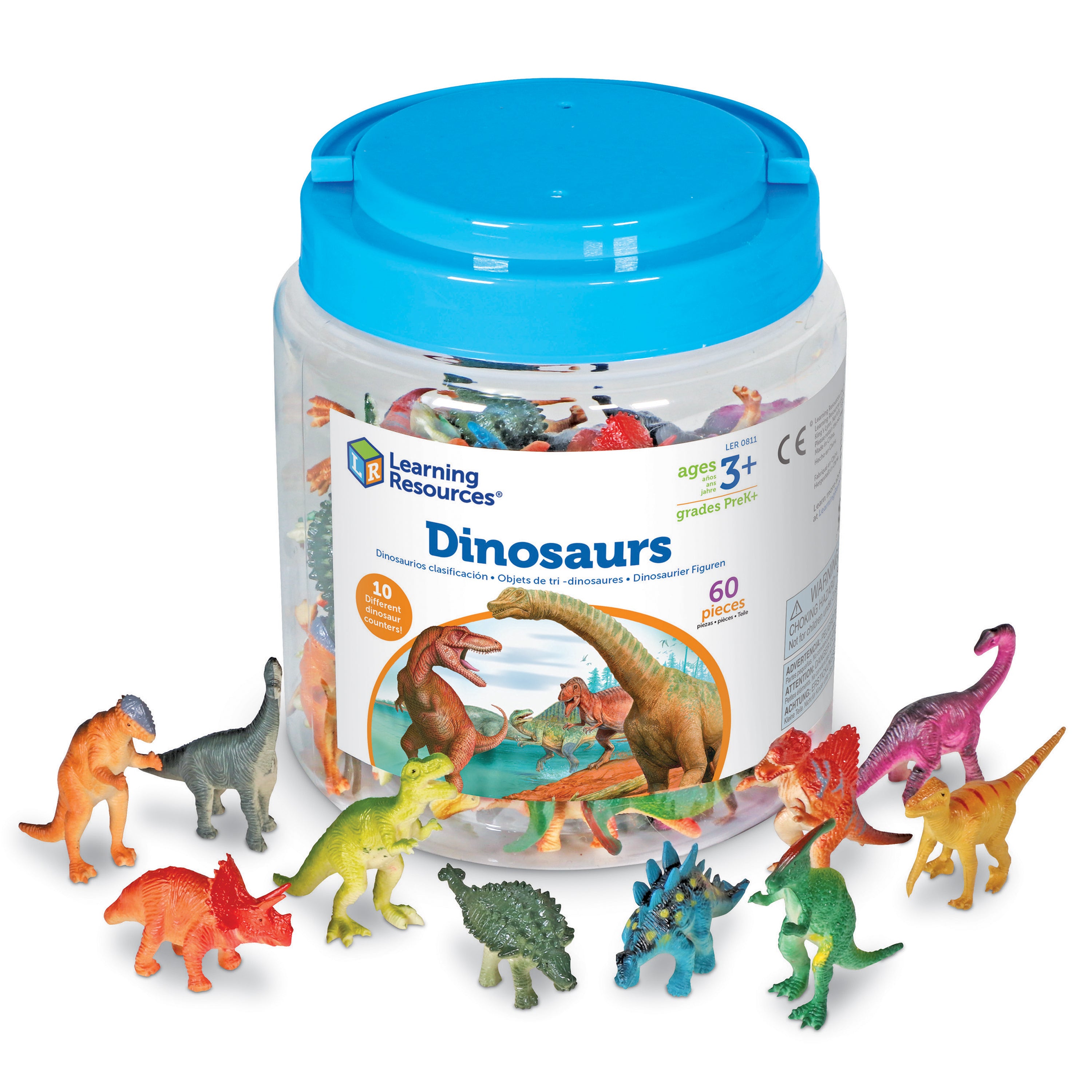 Learning Resources Dinosaur Counters, Set of 60 Realistic Figures for Counting, Sorting, and Imaginative Play, Ages 3+