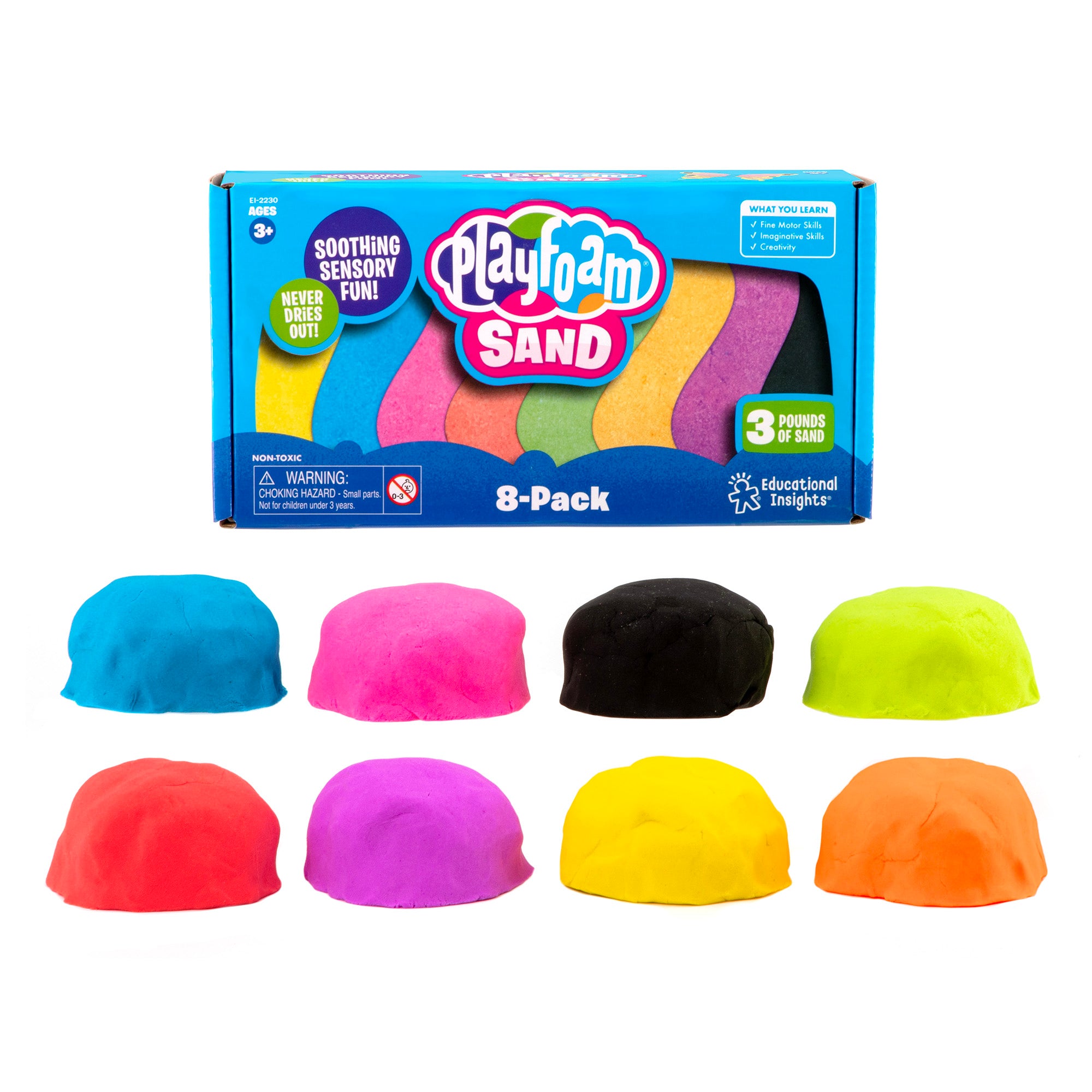 Learning Resources Playfoam Sand 8-Pack Sensory Play Sand for Fine Motor Skills and Calming Activity Never Dries Out Includes 8 Colors