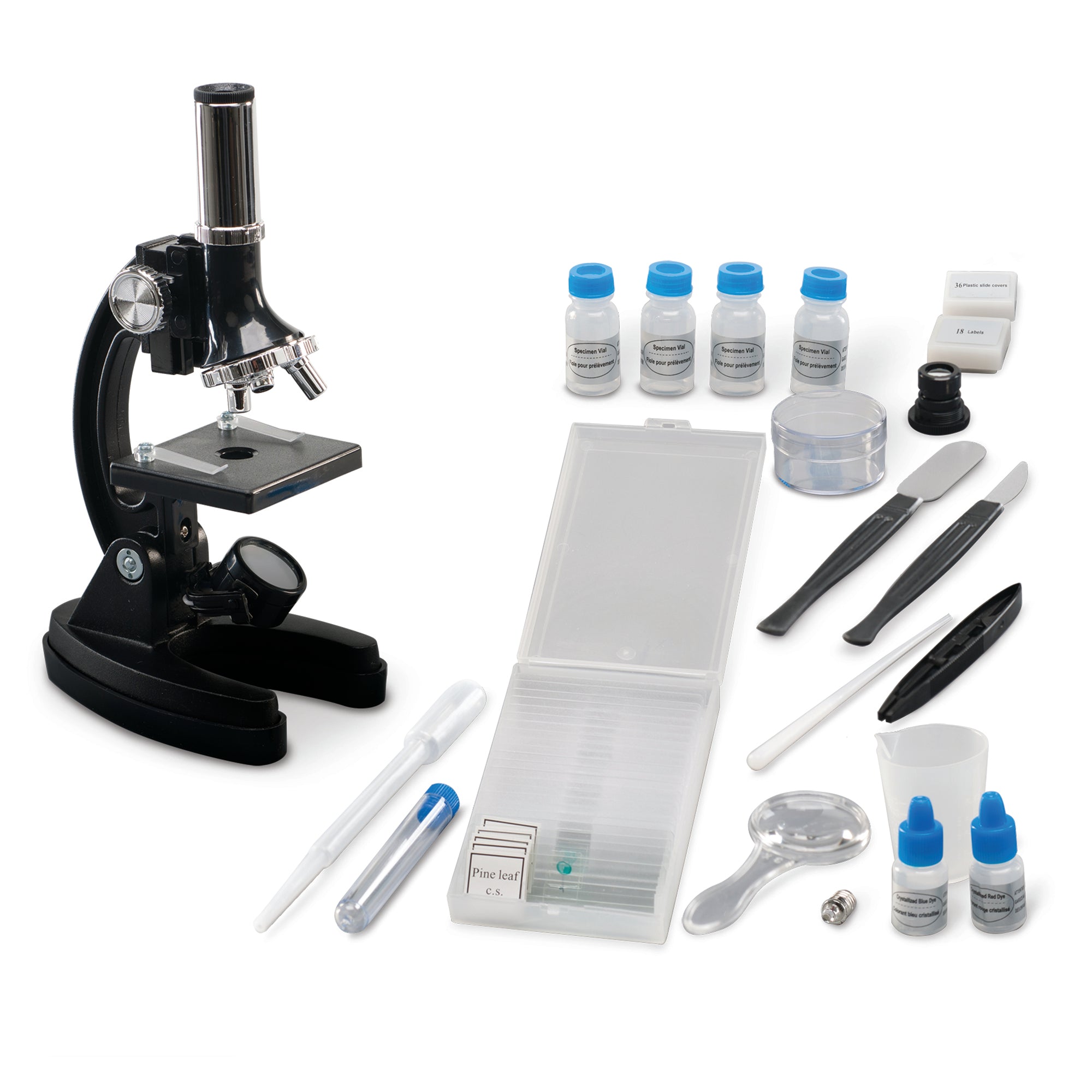 Learning Resources GeoSafari MicroPro 95-Piece Microscope Set, 50x to 600x Magnification, Includes Prepared & DIY Slides, STEM Science Kit for Kids, Ages 8+