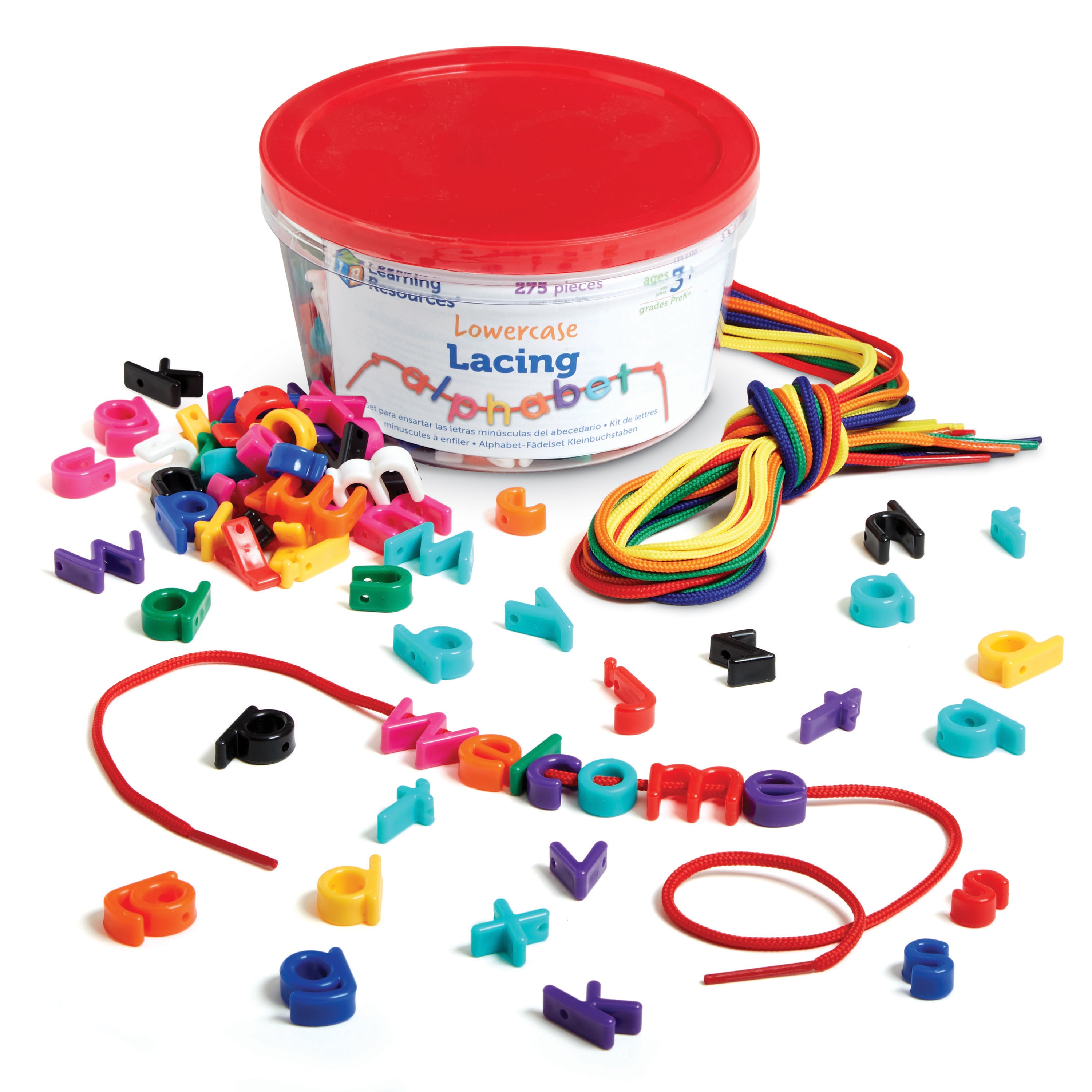 Learning Resources Lowercase Lacing Alphabet, Fun Learning Activity for Letter Recognition, Spelling, and Fine Motor Skills, Ages 3+