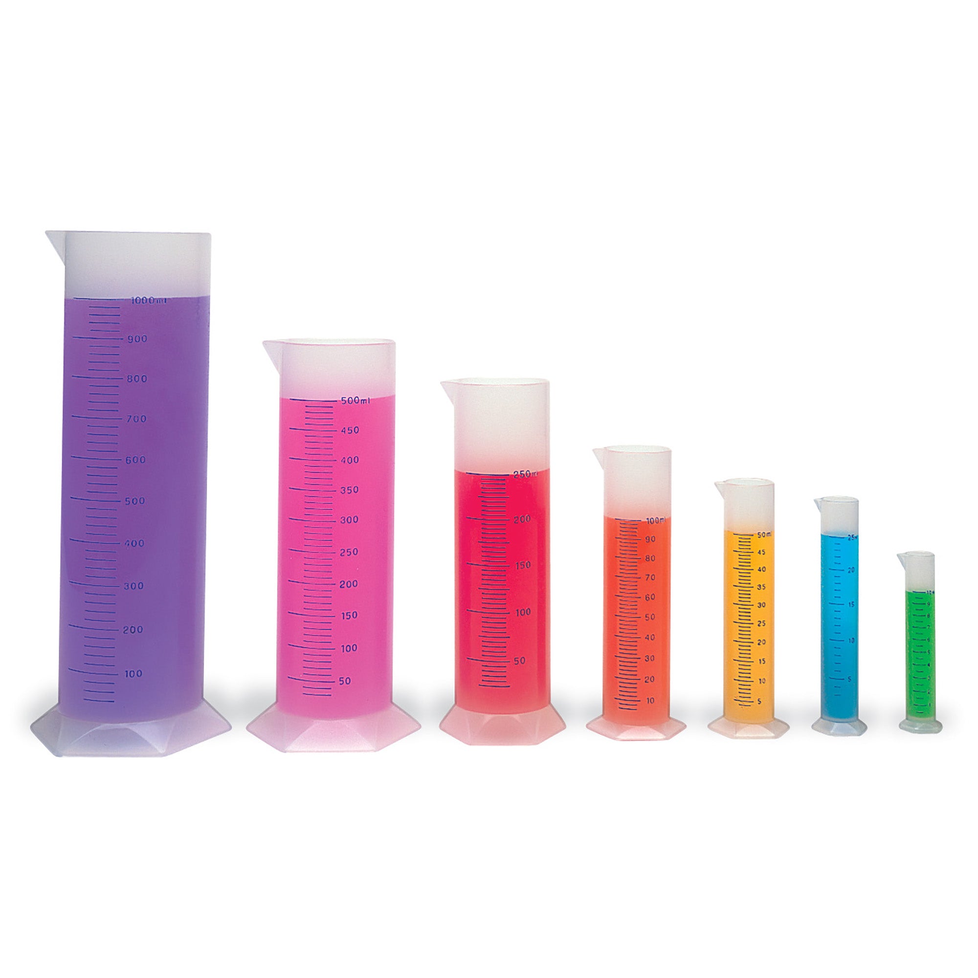 Learning Resources Graduated Cylinder Set, 7 Polypropylene Measuring Cylinders, Ideal for Science Experiments, Ages 8+