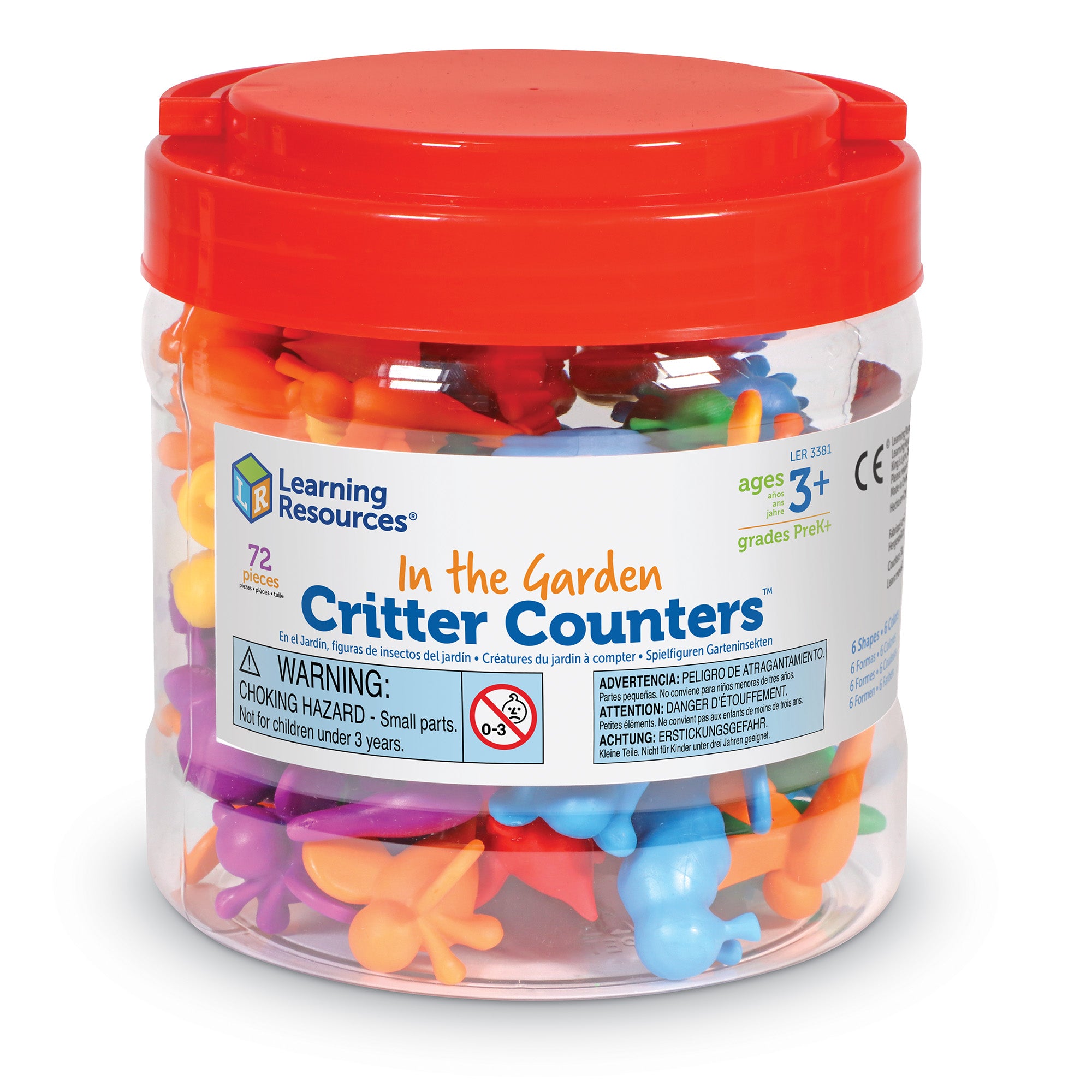 Learning Resources In The Garden Critter Counters, Set of 72, Bug Themed Counters for Counting, Sorting & Early Math Skills, Soft Rubberized PVC, Includes Storage Tub & Activity Guide, Ages 3+