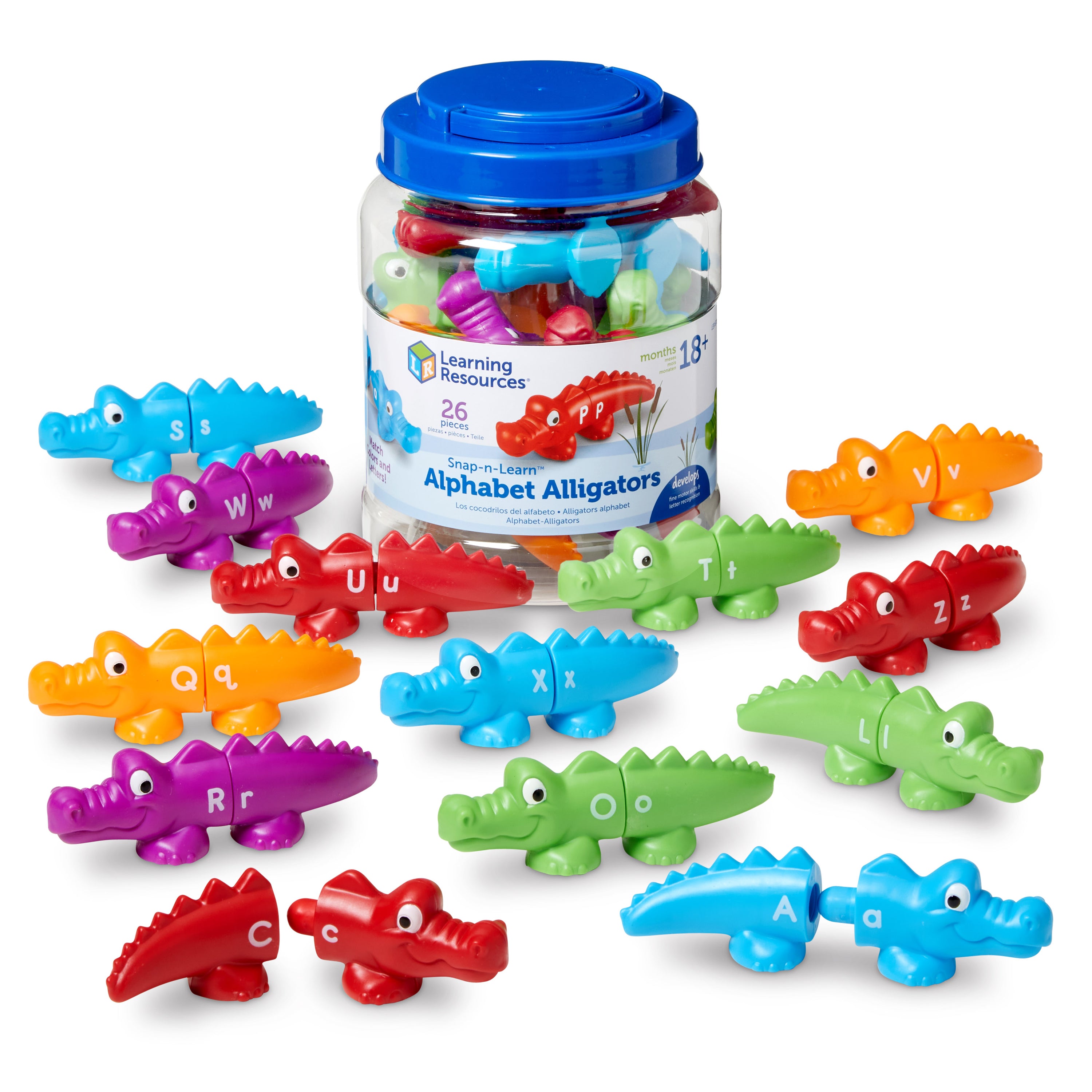 Learning Resources Snap-n-Learn Alphabet Gators, Uppercase and Lowercase Matching Toy, Fine Motor Skills and Letter Recognition, Ages 2+