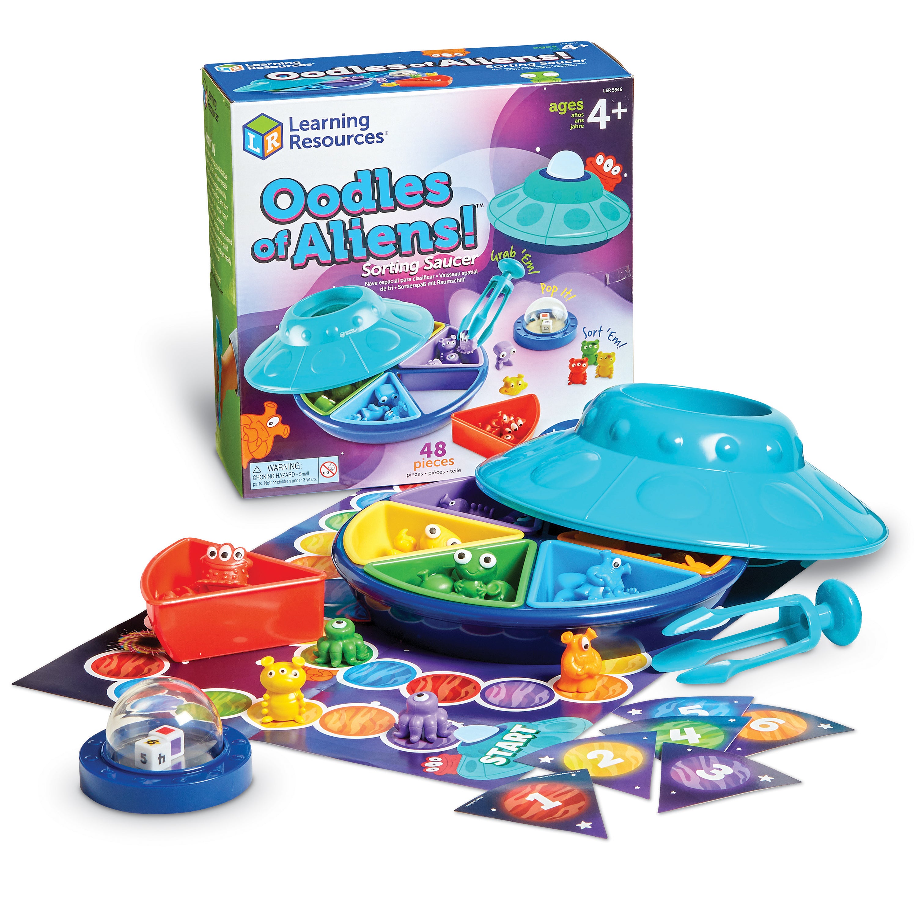 Learning Resources Oodles of Aliens! Sorting Saucer, Fine Motor & Sorting Game for Kids, 48 Pieces, Ages 3+