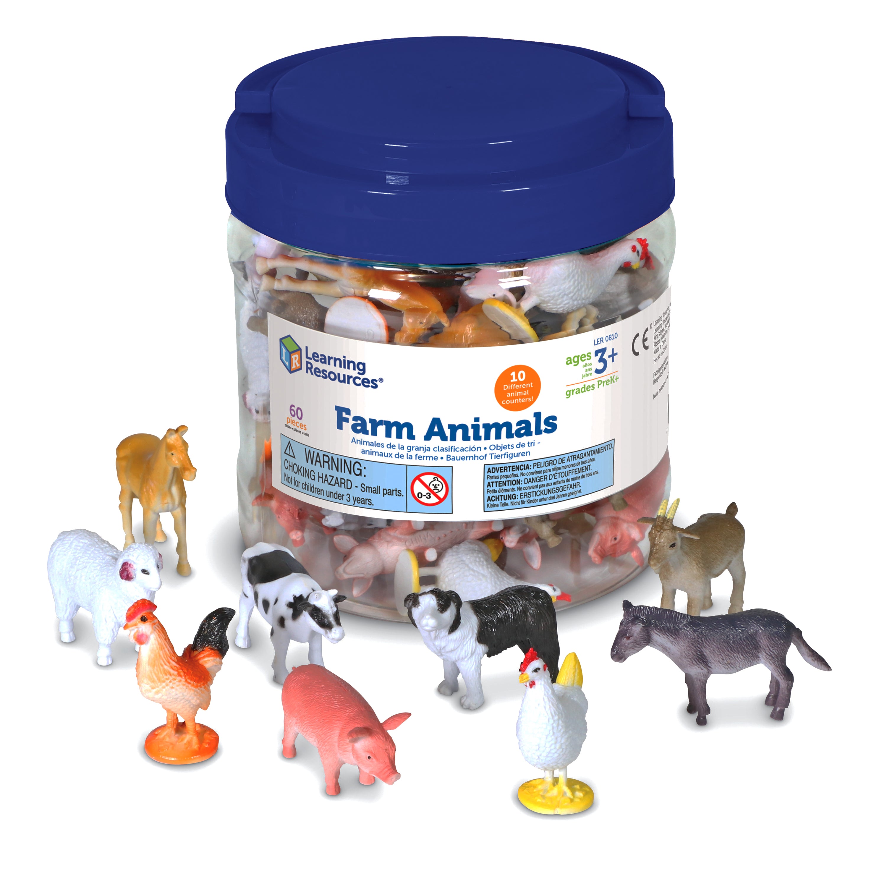 Learning Resources Farm Animal Counters, Set of 60, Colourful & Realistic Farm Animal Figures for Counting, Sorting & Imaginative Play, Math Manipulatives for Early Learning, Ages 3+