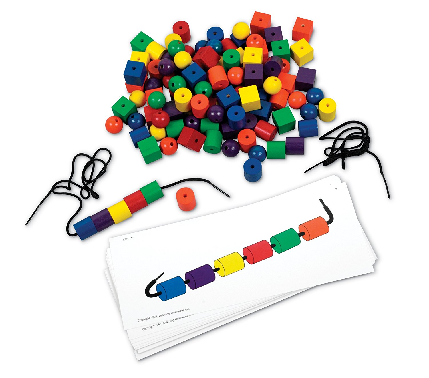 Learning Resources Beads and Pattern Card Set, 108 Beads & 20 Activity Cards for Early Maths & Fine Motor Skills, Language-Free Independent Learning, Ages 3+