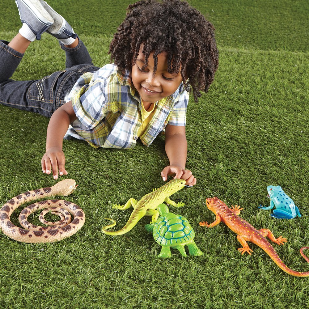 Learning Resources Jumbo Reptiles and Amphibians, Set of 5 Realistic Animal Figures for Imaginative Play and Early Learning, Ages 2 and Up