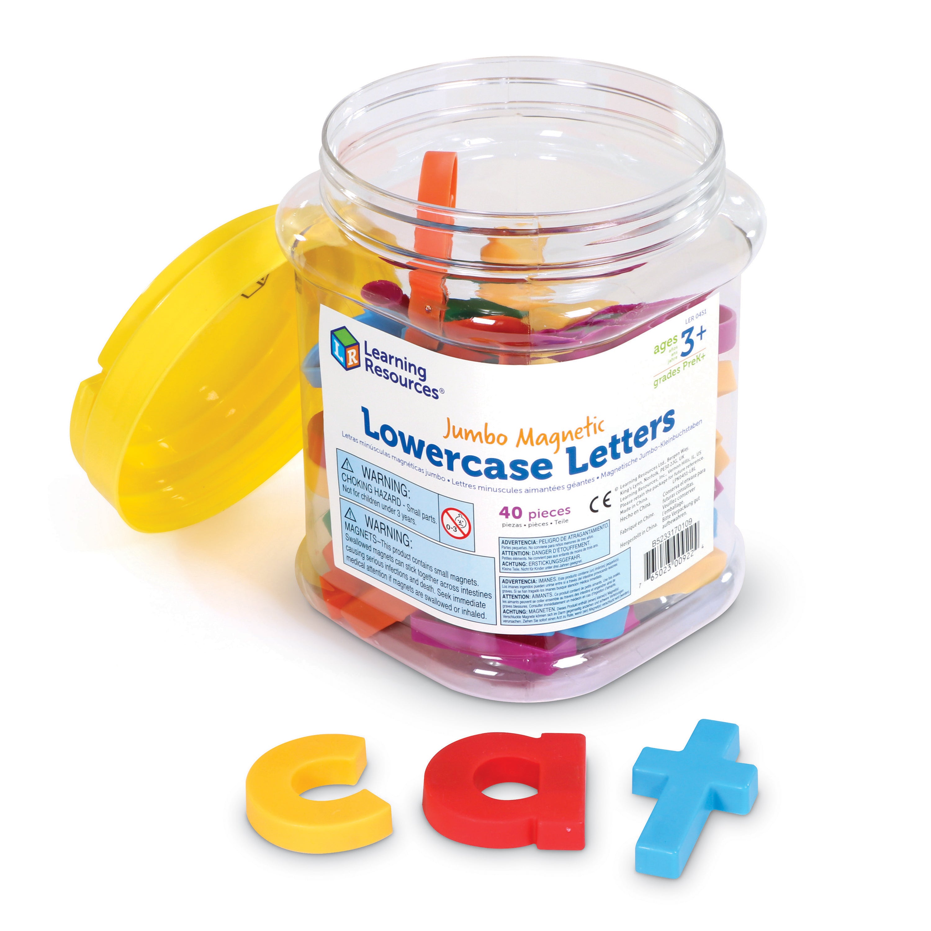 Learning Resources Jumbo Lowercase Magnetic Letters, Set of 40, Early Literacy & Spelling Practice for Kids, Magnetic Alphabet for Fridge & Whiteboards, Includes Storage Tub, Ages 3+