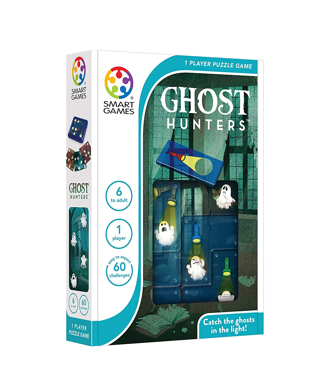 SmartGames Ghost Hunters, Fun IQ Brain Teaser Puzzle, Cognitive Development STEM Toy with 60+ Challenges, Travel Friendly Tabletop Educational Matching Puzzle Game, Suitable for Children Above 6+