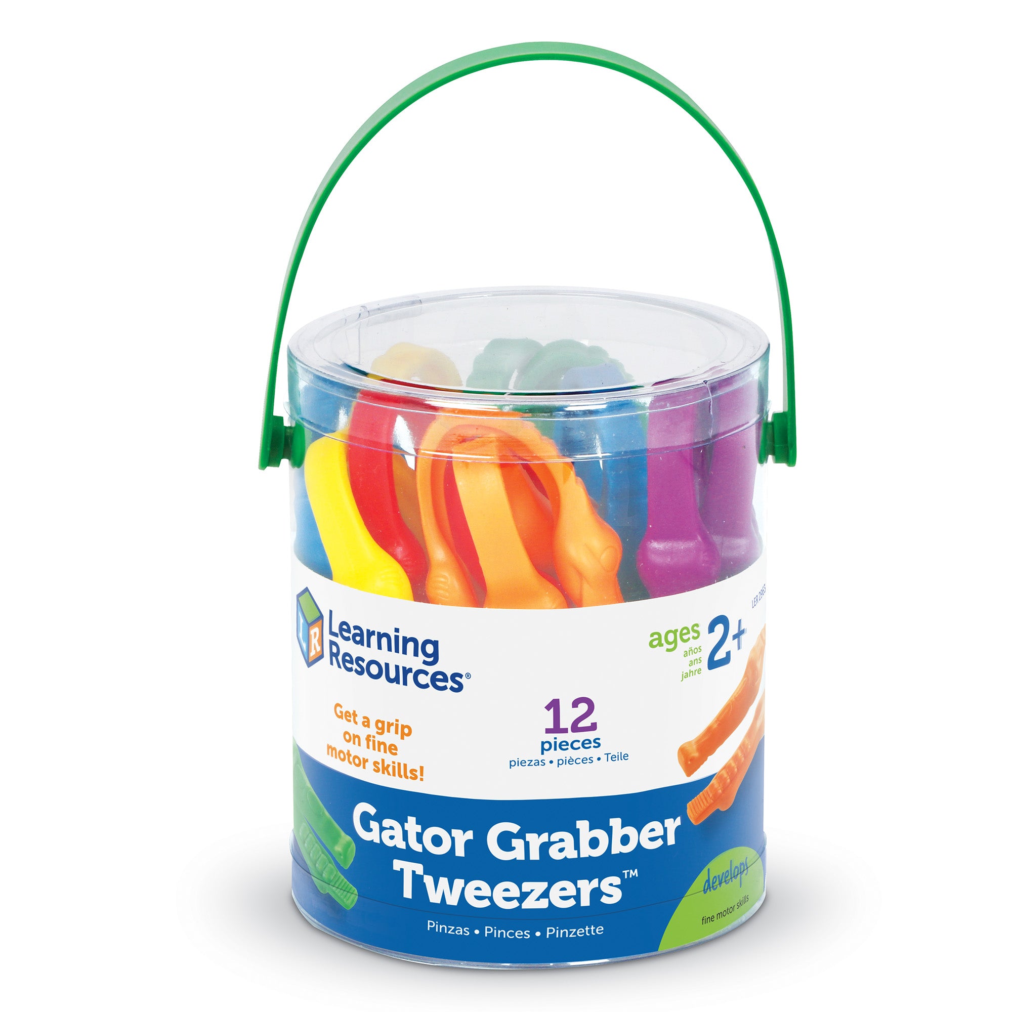 Learning Resources Gator Grabber Tweezers, Set of 12, Fine Motor Skills Tool for Toddlers, Supports Early Science Exploration, Includes Storage Bucket, Ages 2+
