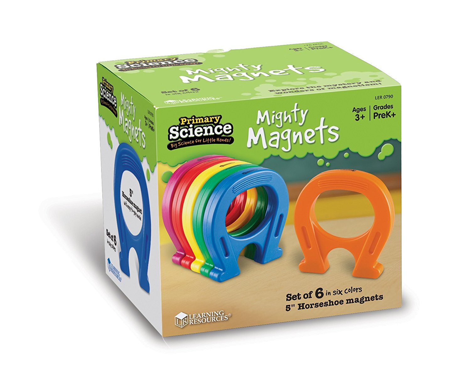 Learning Resources Primary Science® Mighty Magnets (Set of 6), Colourful Horseshoe Magnets for Kids, Durable Plastic, Perfect for Scientific Exploration, Ages 3+