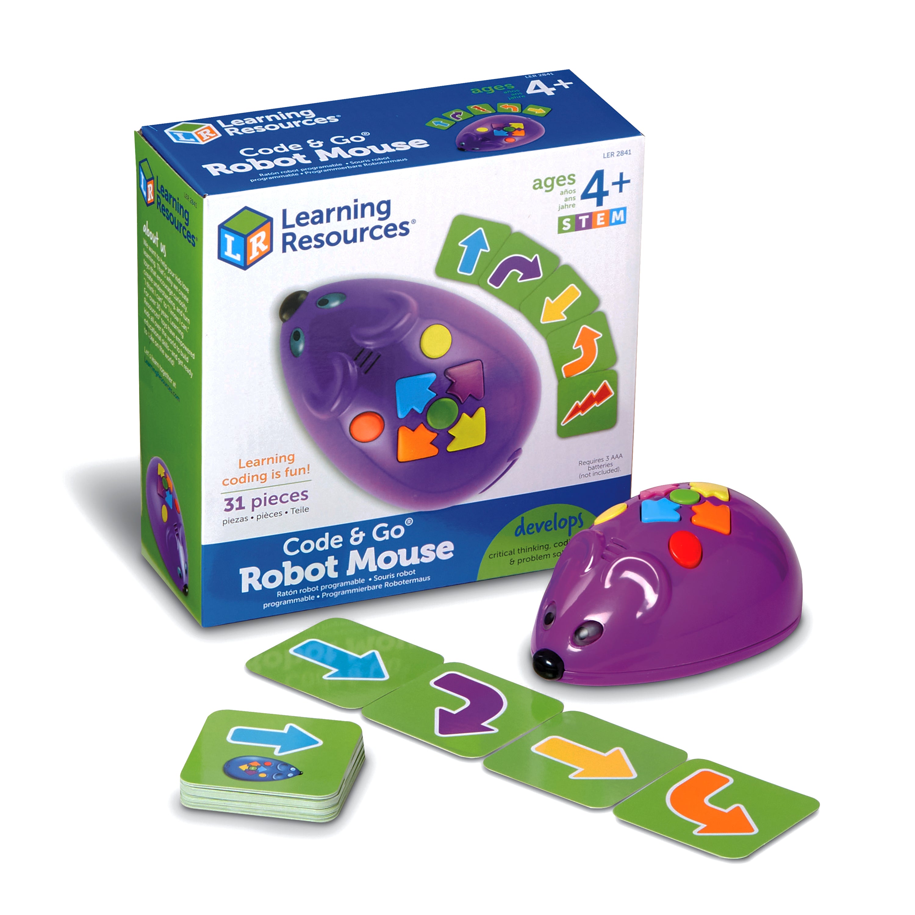 Learning Resources Code & Go Robot Mouse, Early STEM Coding Set for Kids Ages 4+, Hands-On Learning with Jack the Robot Mouse