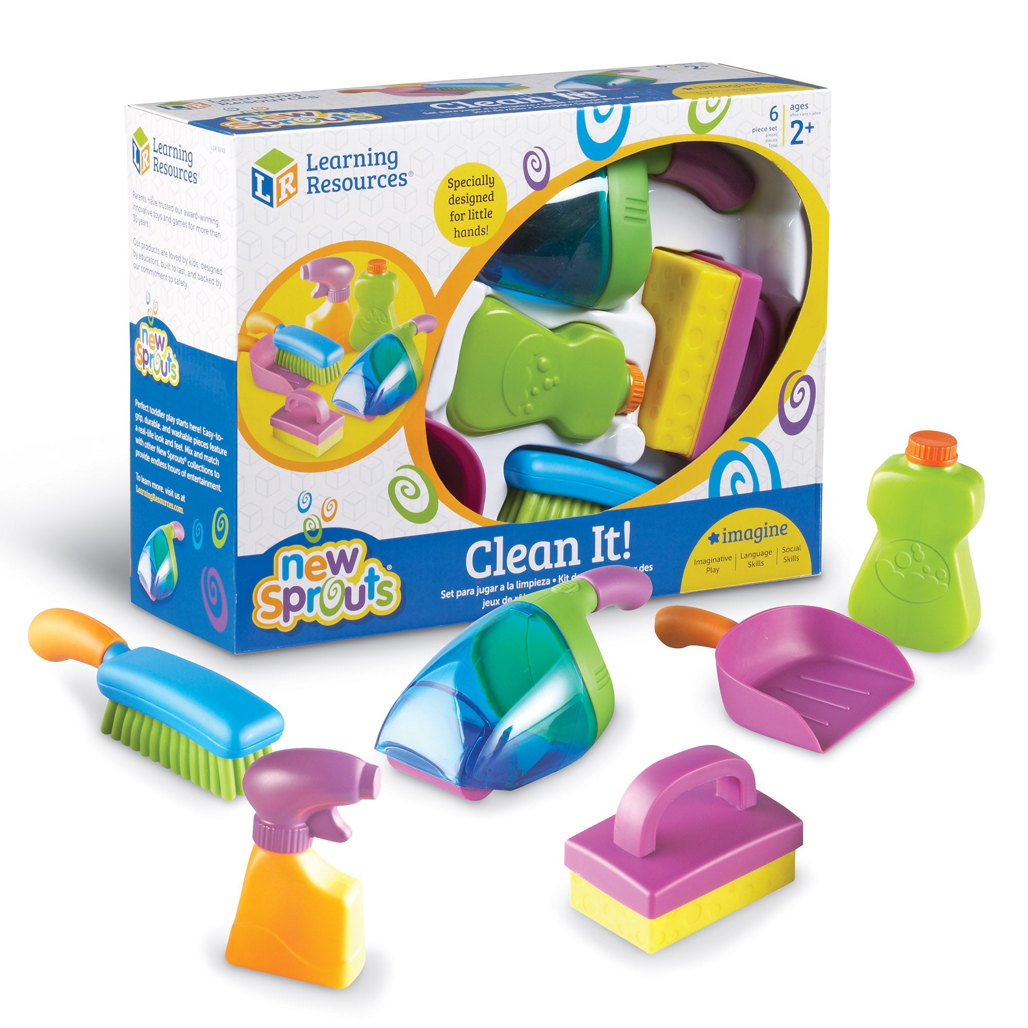 Learning Resources New Sprouts Clean It Pretend Play Cleaning Set for Toddlers Ages 2 Plus