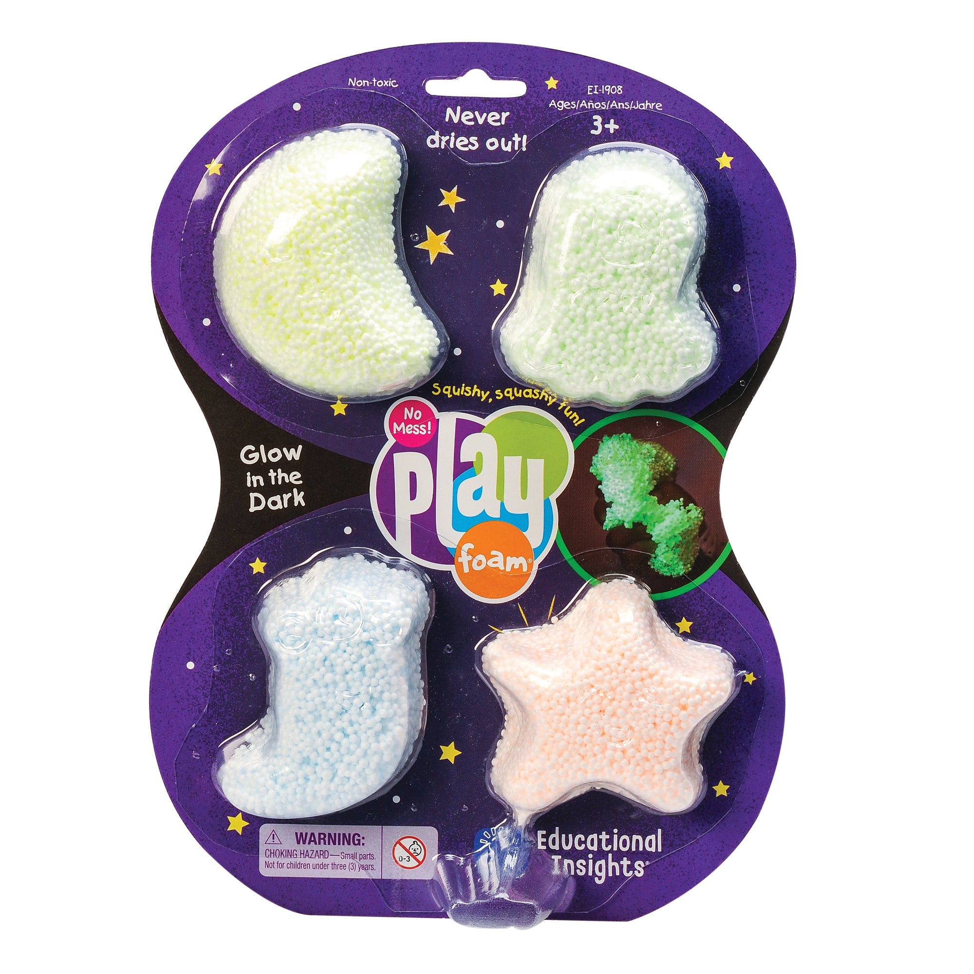 Learning Resources Playfoam Glow-in-the-Dark 4-Pack, Mess-Free Sensory Play Foam, Never Dries Out, Glows in the Dark for Creative Fun
