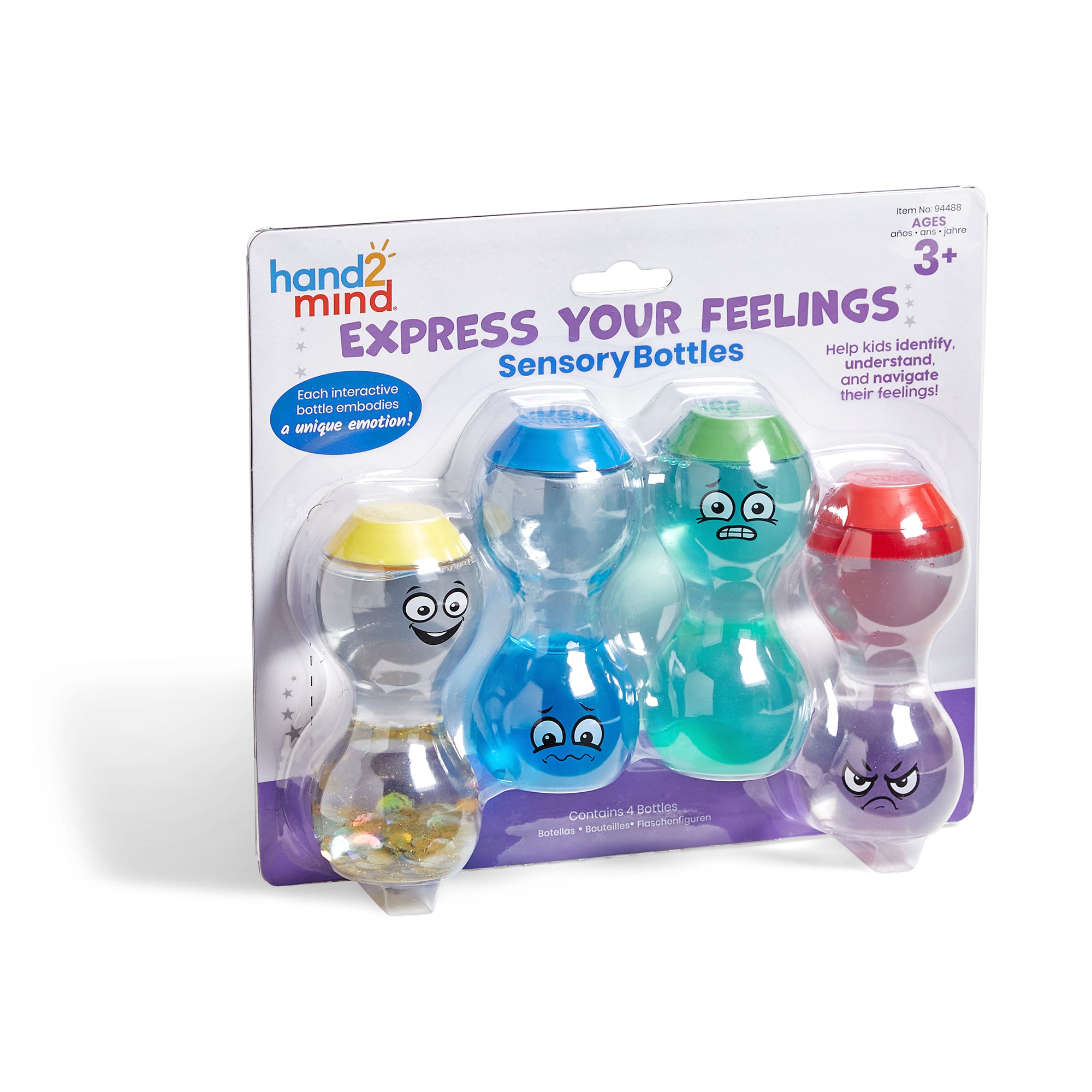 Learning Resources Express Your Feelings Sensory Bottles, Set of 4 Calming Emotional Regulation Toys, Ages 3+